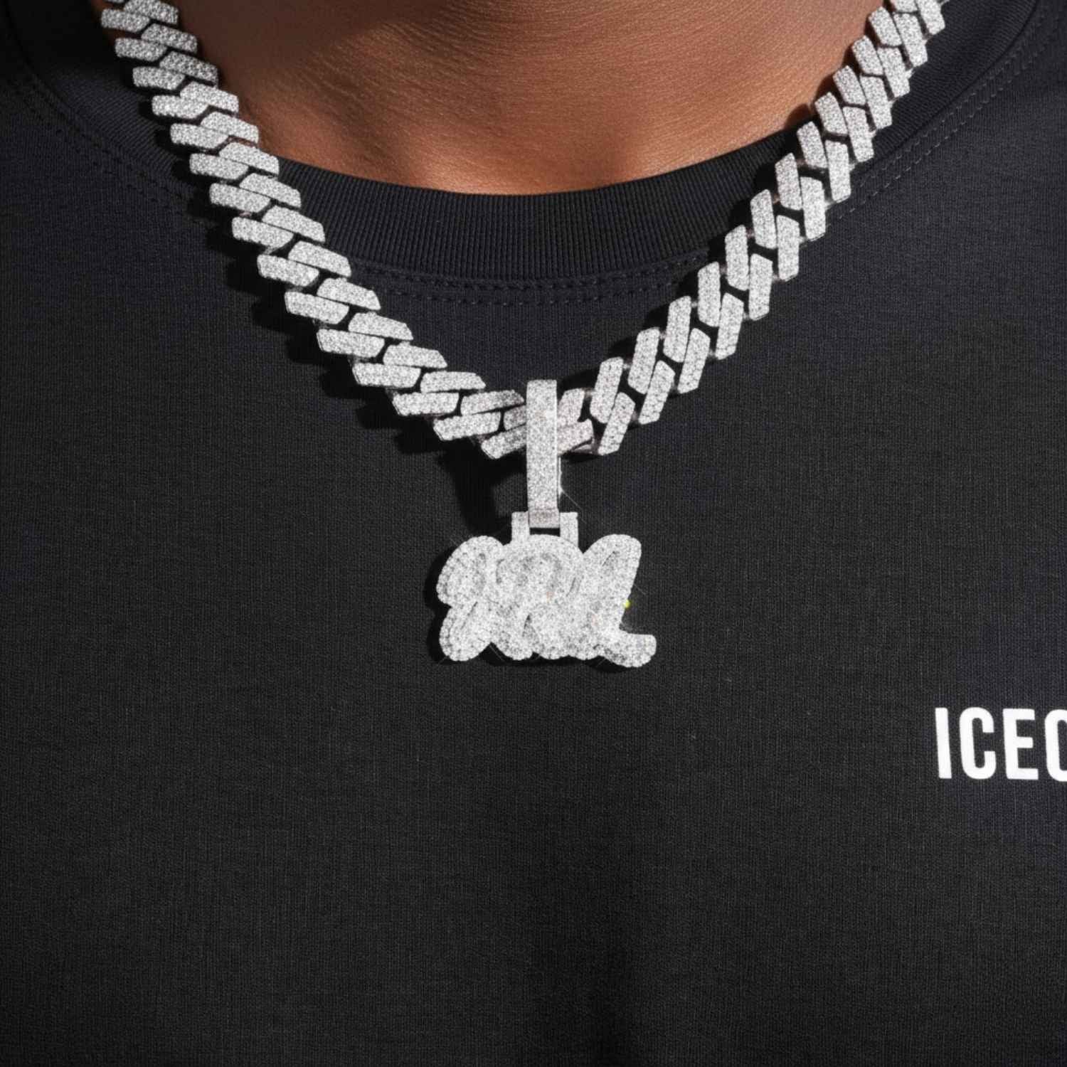 "JRL" Custom Moissanite Name Pendant 14K Gold - Image 2