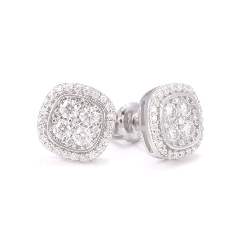 Halo Channel Set Moissanite Earrings 14K Gold - Image 4