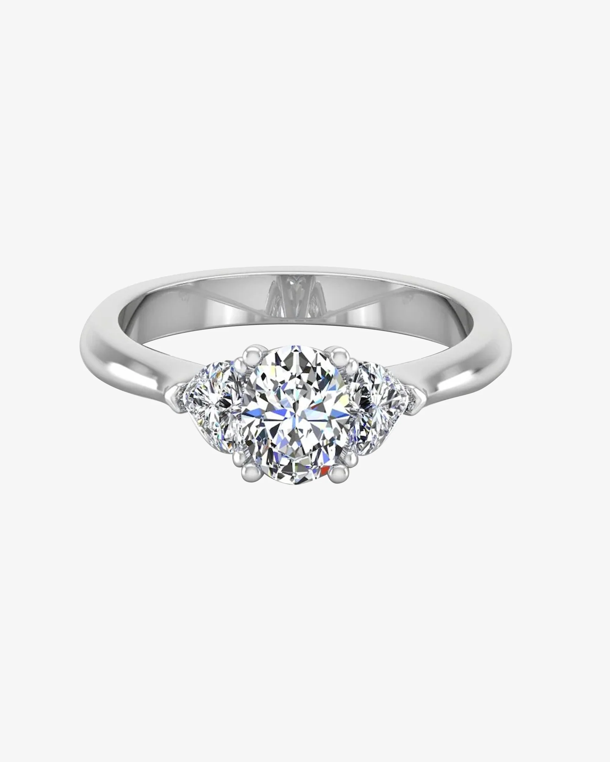Heart Crown Three-Stone Oval Moissanite Engagement Ring - Image 2