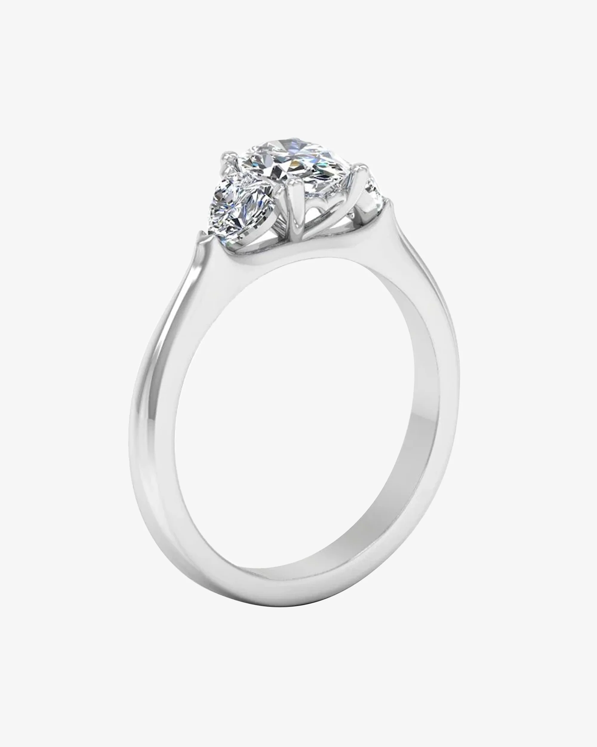 Heart Crown Three-Stone Oval Moissanite Engagement Ring - Image 3