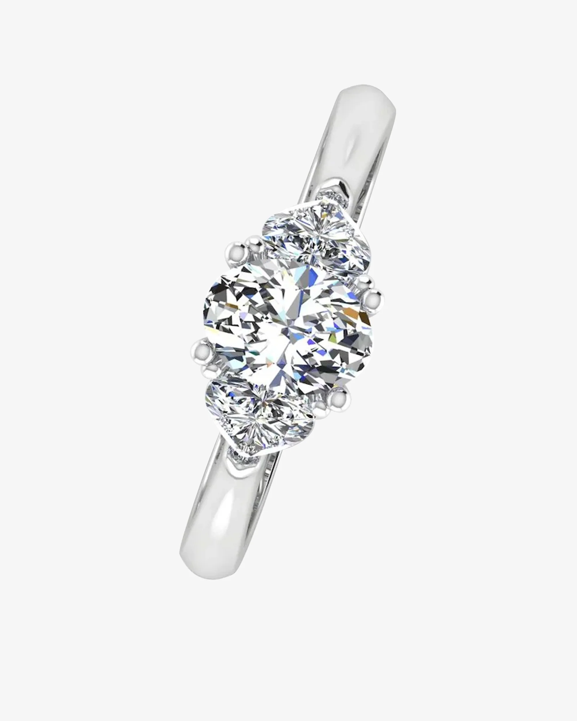 Heart Crown Three-Stone Oval Moissanite Engagement Ring - Image 4
