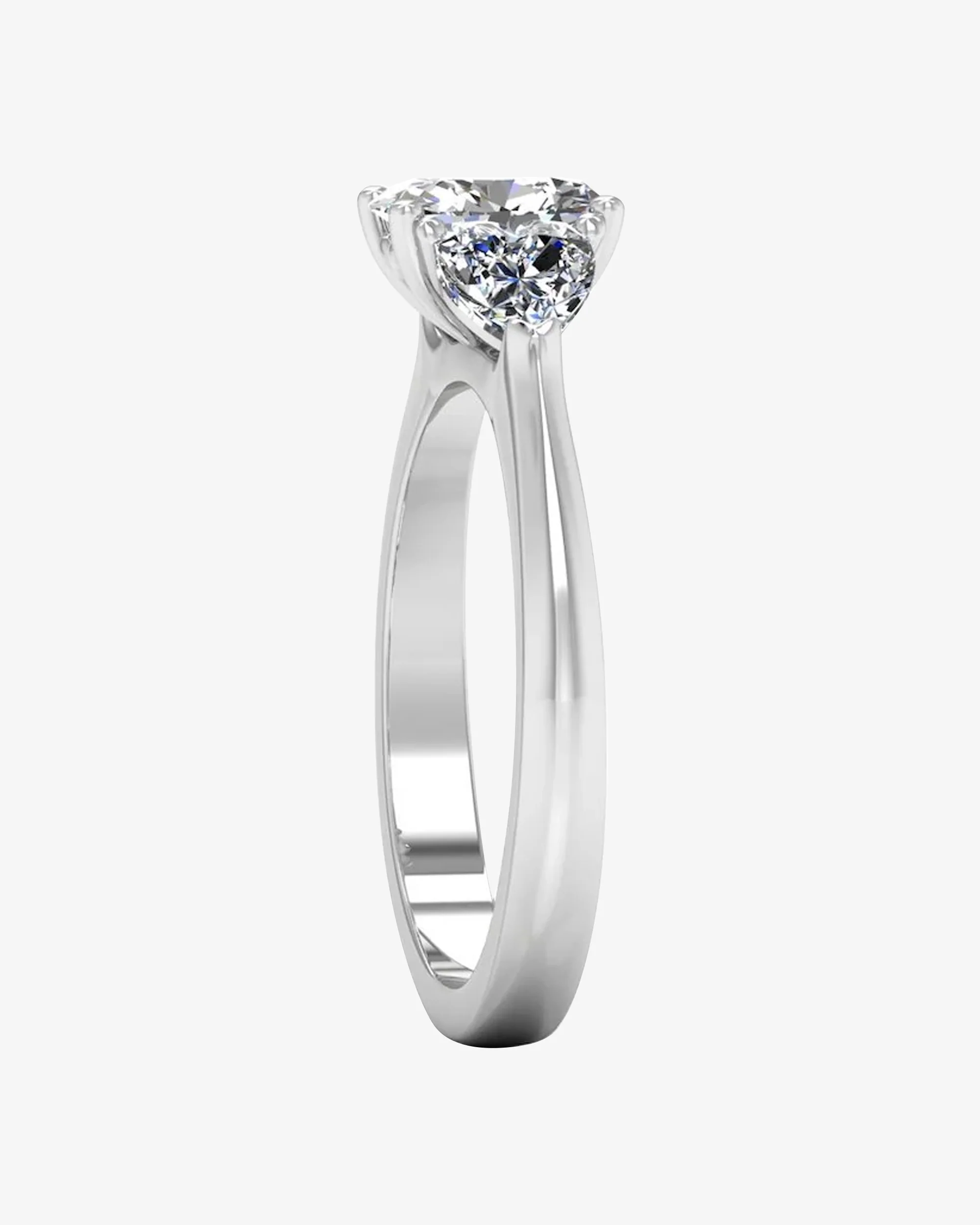 Heart Crown Three-Stone Oval Moissanite Engagement Ring - Image 5