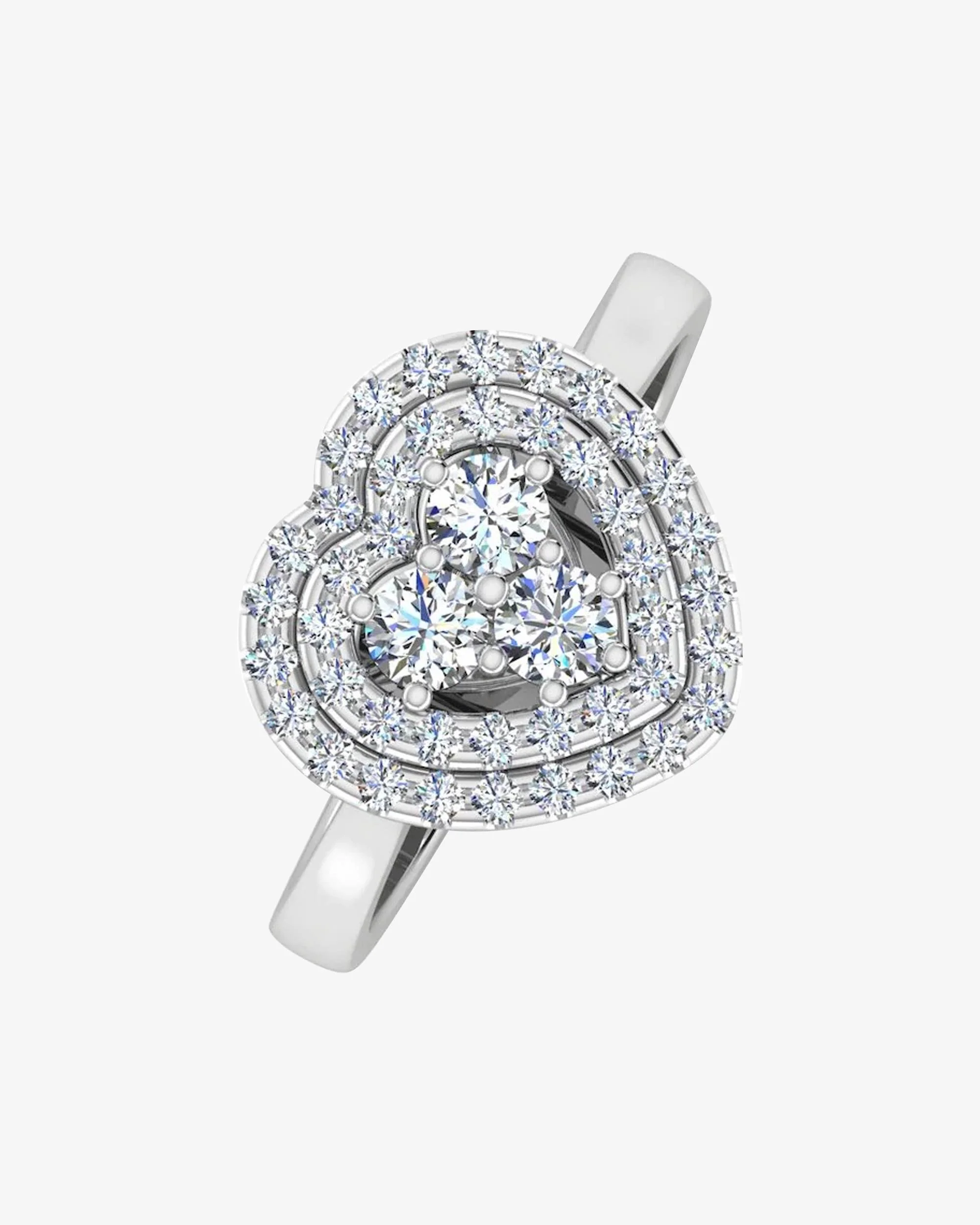 Heart Halo Brilliant Moissanite Engagement Ring - Image 4