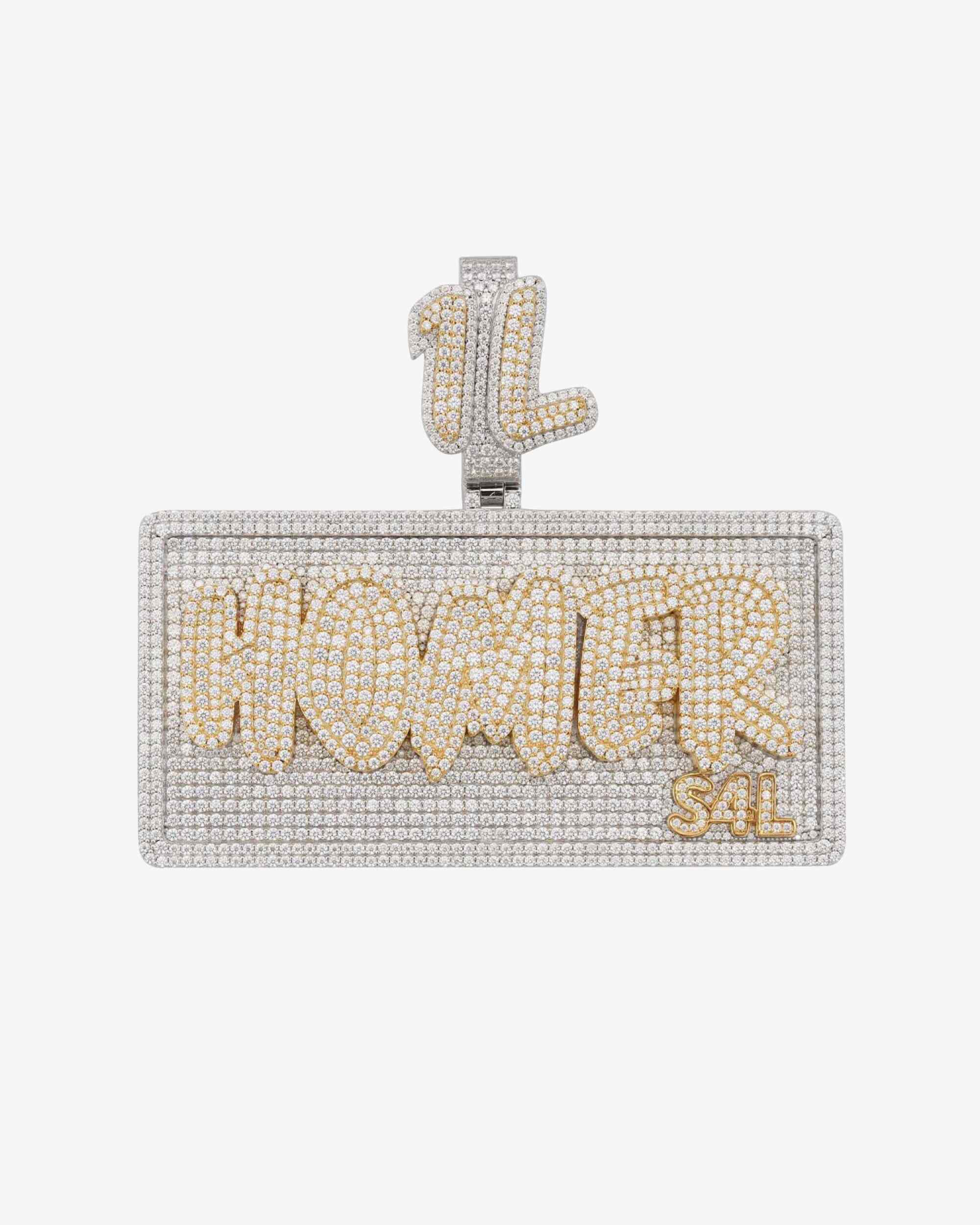 "HOMER" Custom Moissanite Name Pendant 14K Gold