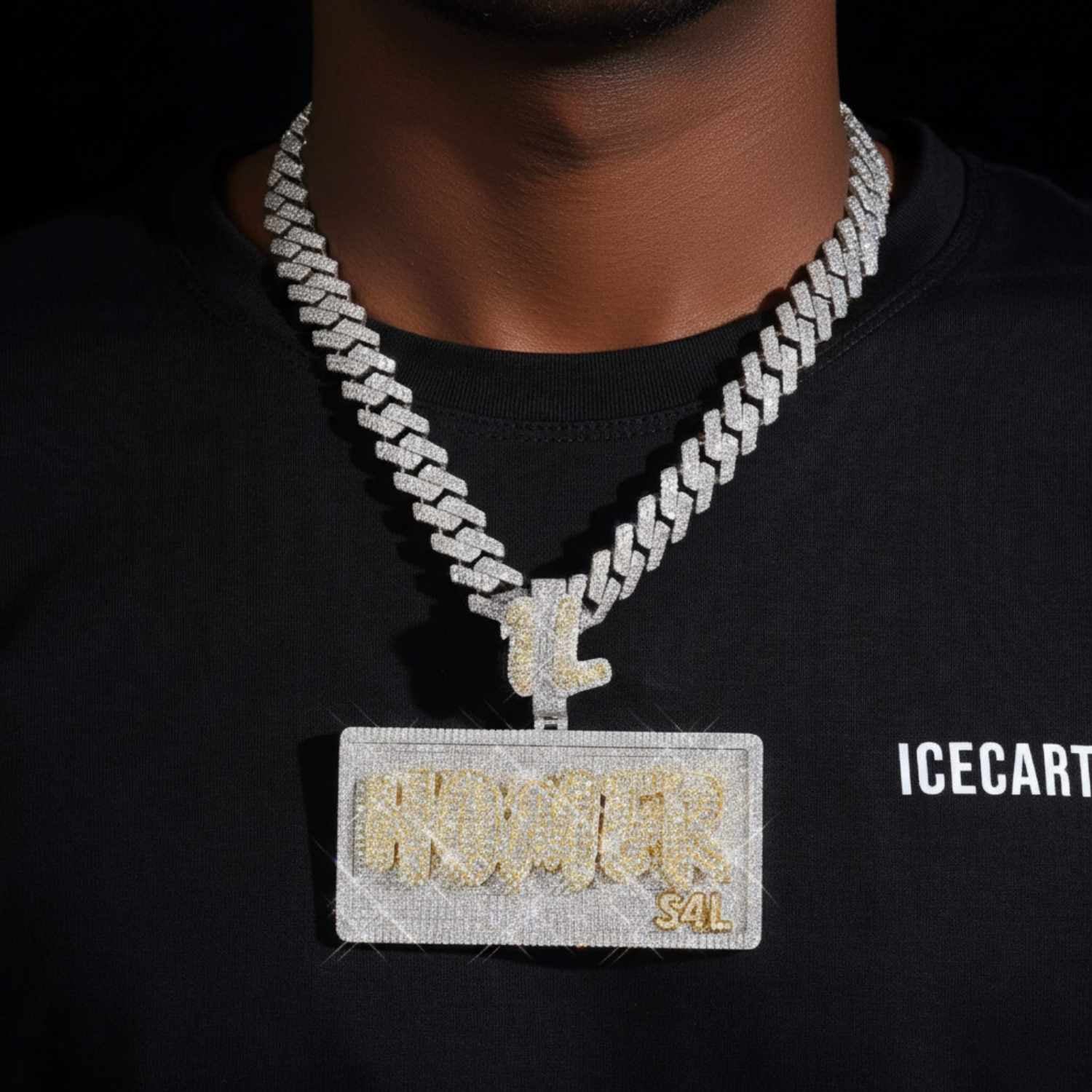 "HOMER" Custom Moissanite Name Pendant 14K Gold - Image 2