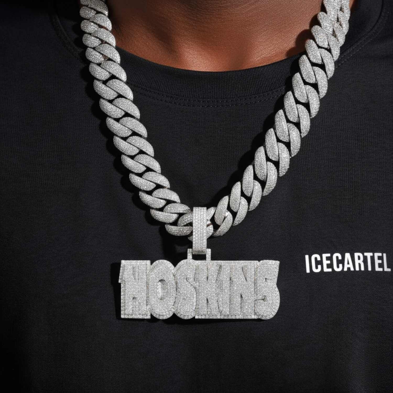 "HOSKINS" Custom Moissanite Name Pendant 14K Gold - Image 2