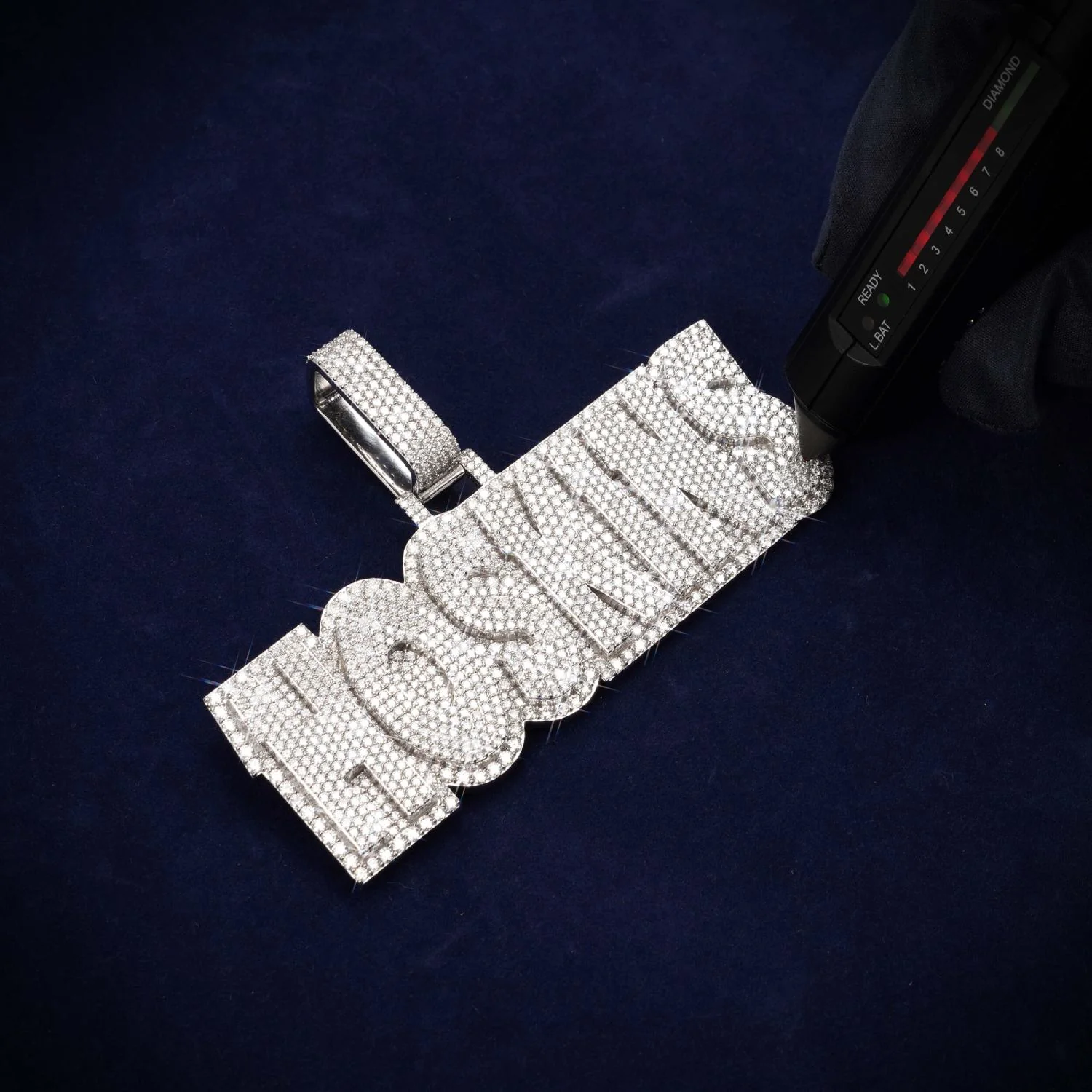 "HOSKINS" Custom Moissanite Name Pendant 14K Gold - Image 4