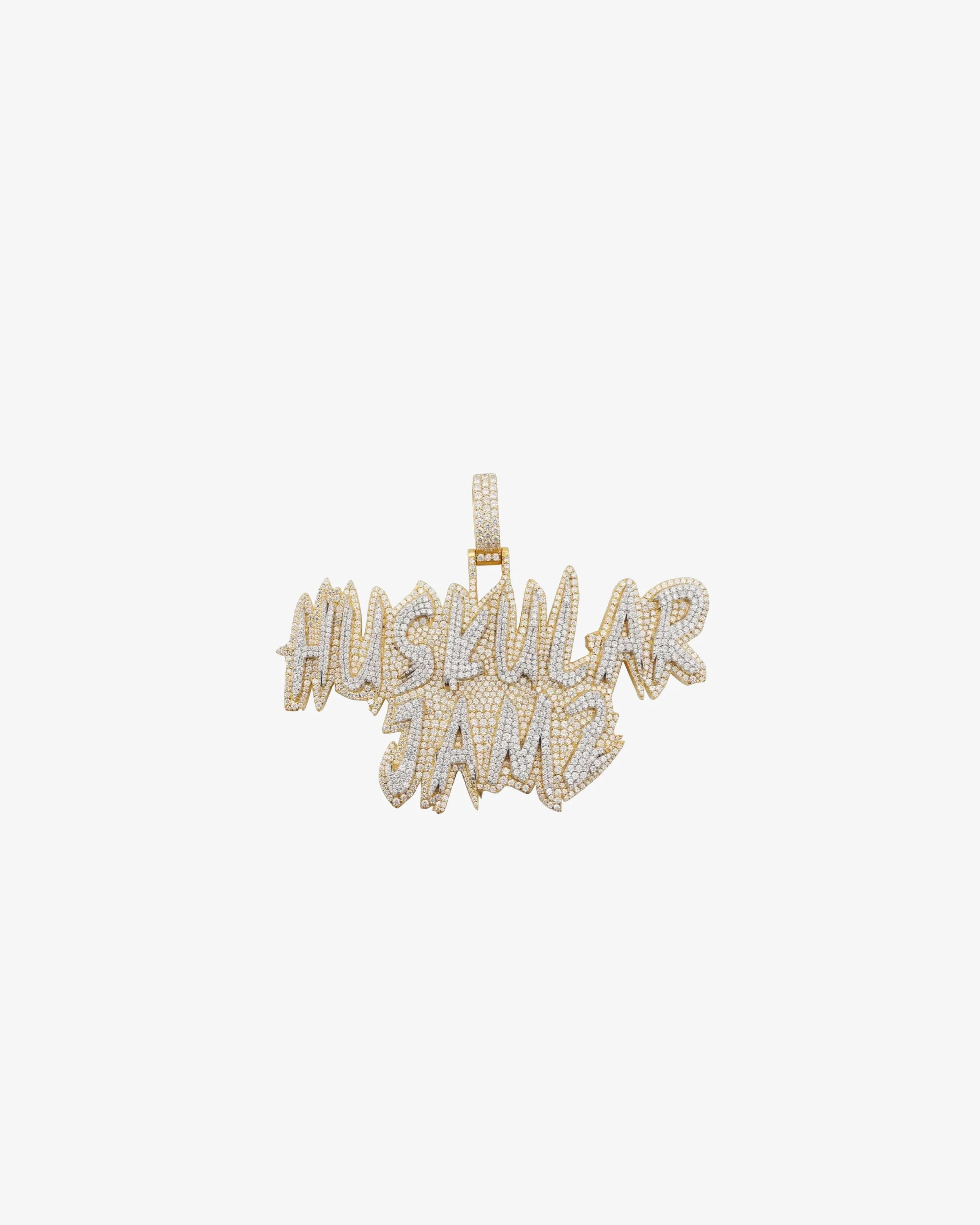 "HUSKULAR JAMZ" Custom Moissanite Name Pendant 14K Gold