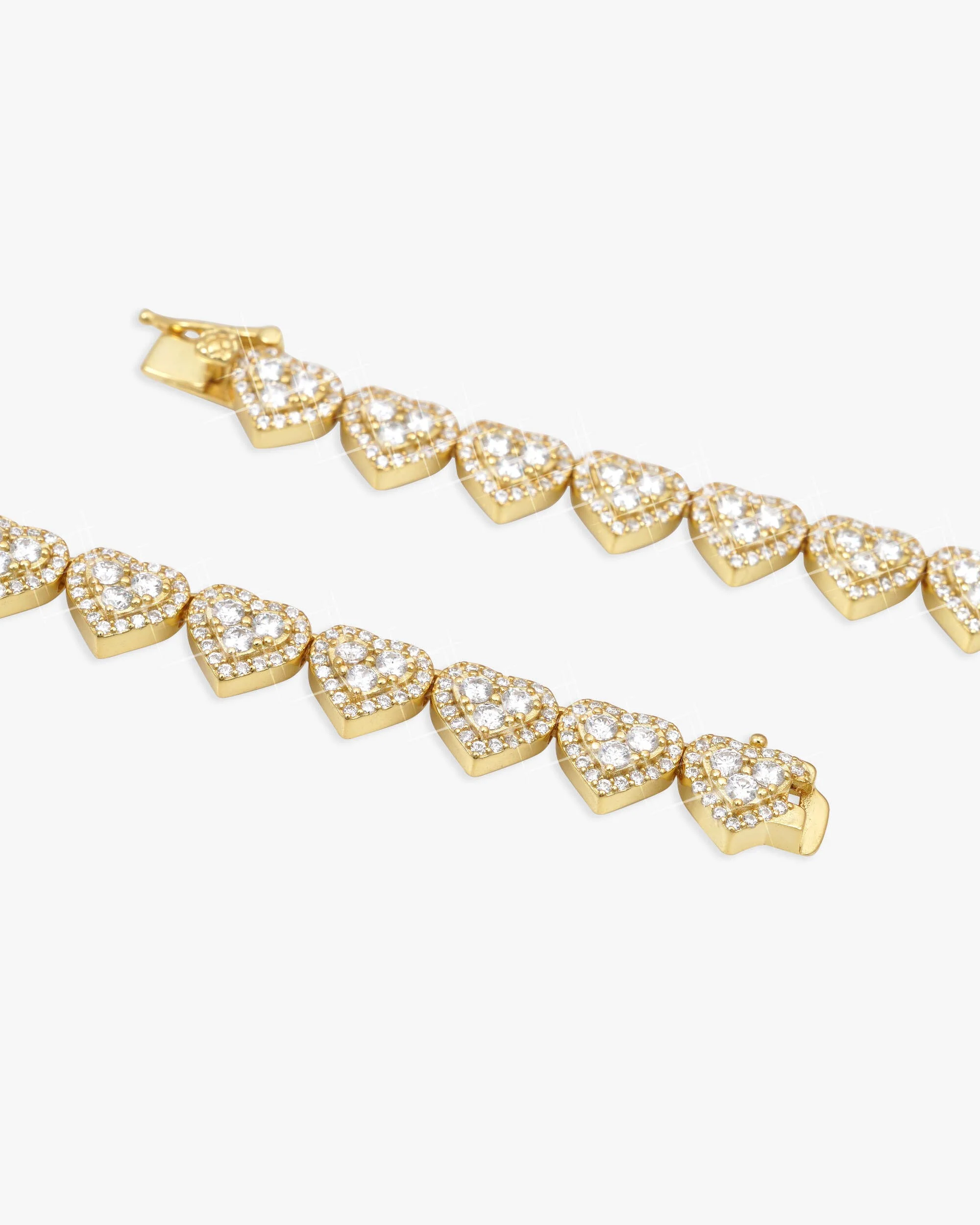 8.5MM Iced Out Cluster Heart Chain 14K Gold - Image 10