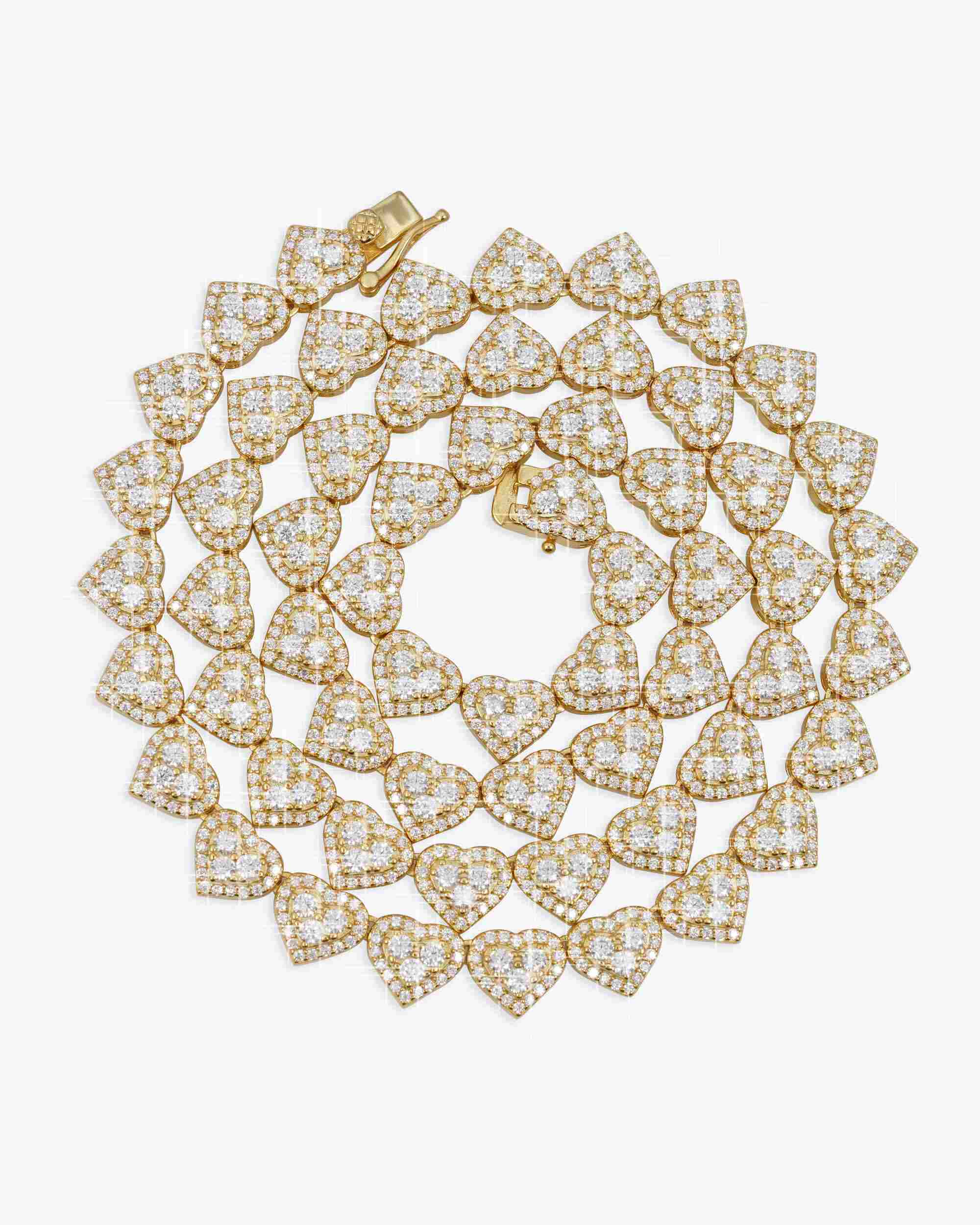8.5MM Iced Out Cluster Heart Chain 14K Gold - Image 11