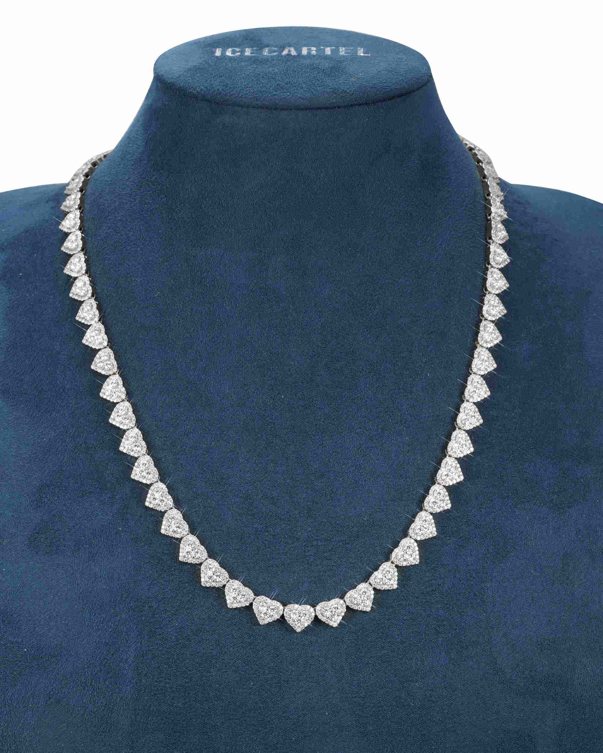 8.5MM Iced Out Cluster Heart Chain 14K Gold - Image 3