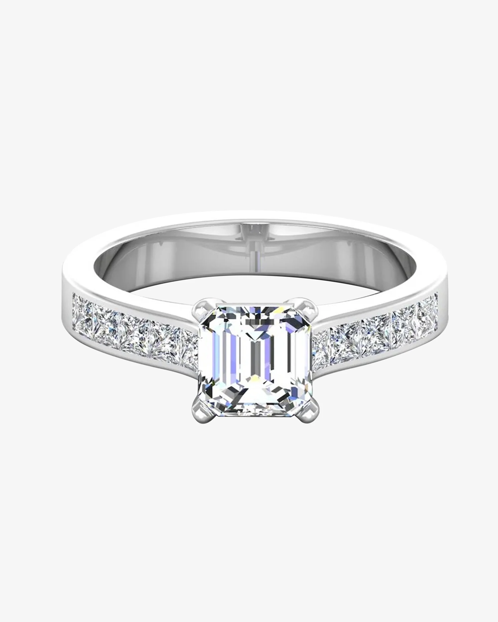 Invisible Set Asscher Cut Moissanite Engagement Ring - Image 2