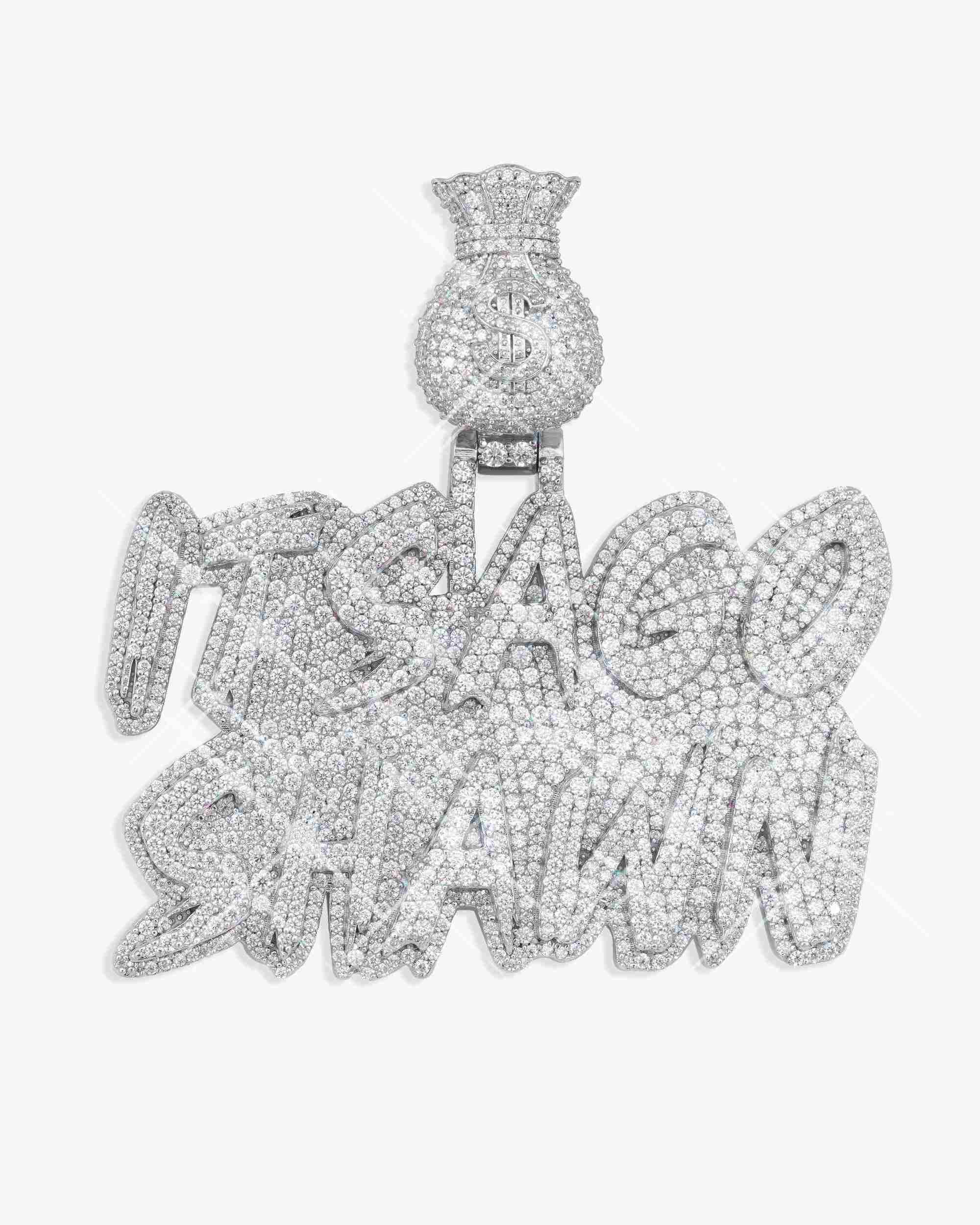 "ITS AGO SHAWN" Custom Moissanite Name Pendant 14K Gold