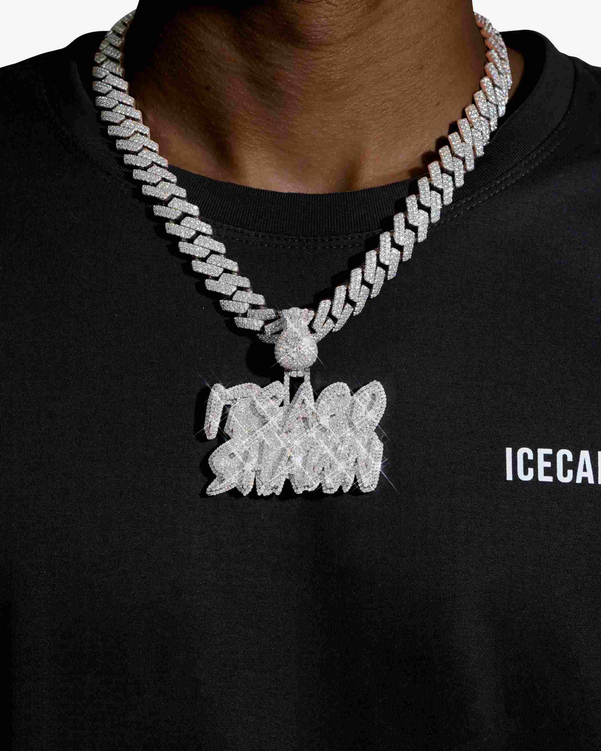 "ITS AGO SHAWN" Custom Moissanite Name Pendant 14K Gold - Image 2
