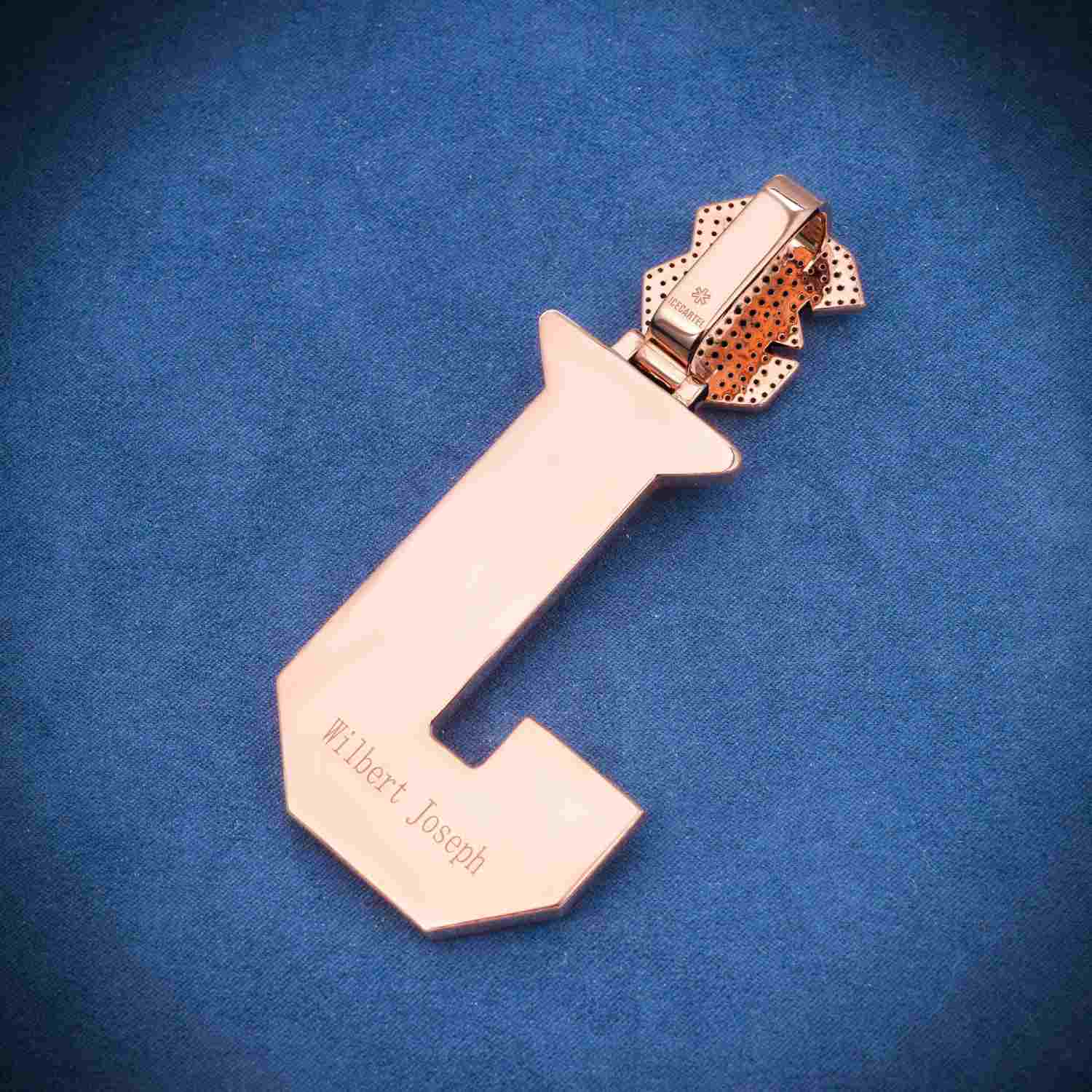 "J" Custom Moissanite Pendant 14K Gold - Image 3