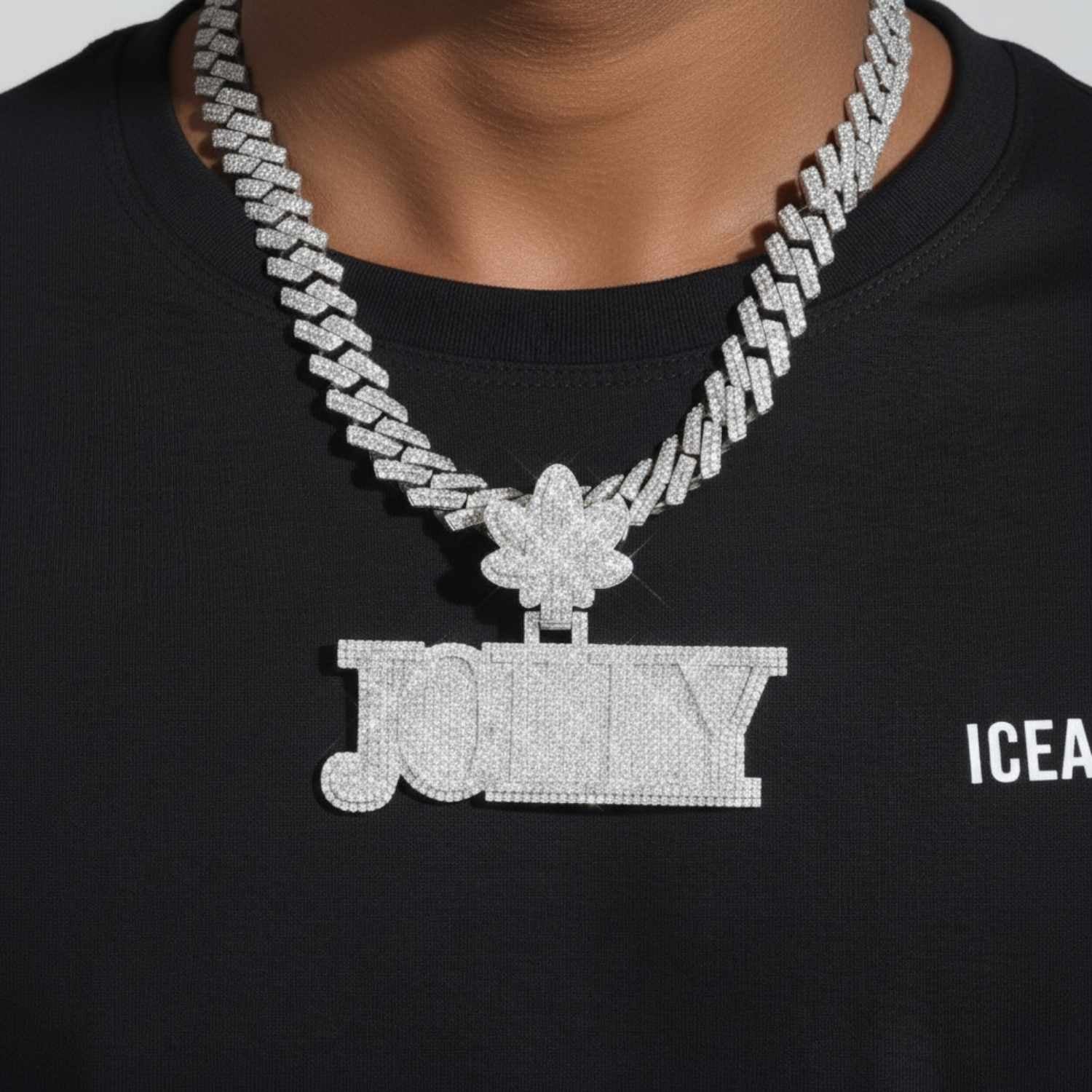 "JOLLY" Custom Name Moissanite Pendant 14K Gold - Image 2