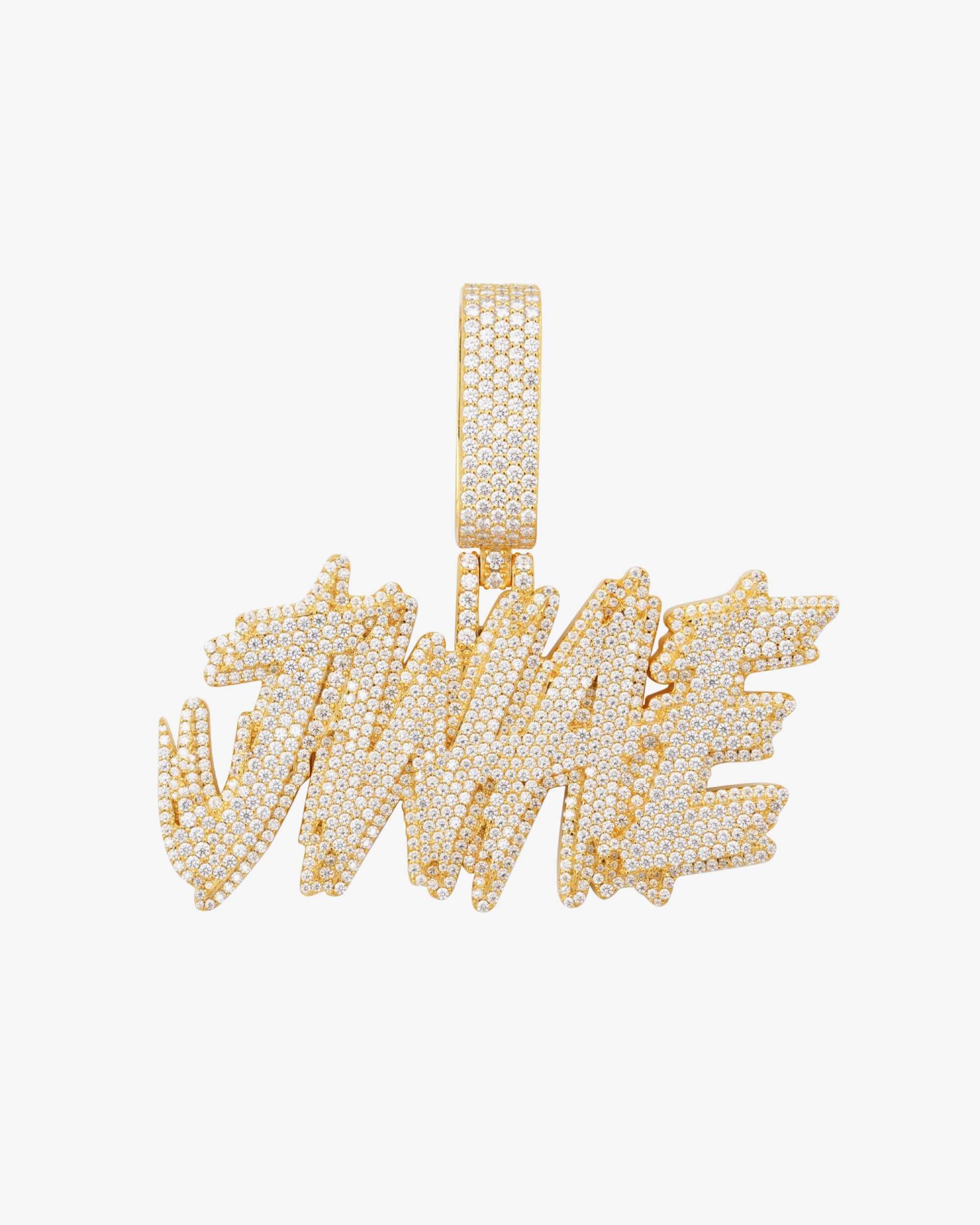 "JWAE" Custom Moissanite Name Pendant 14K Gold