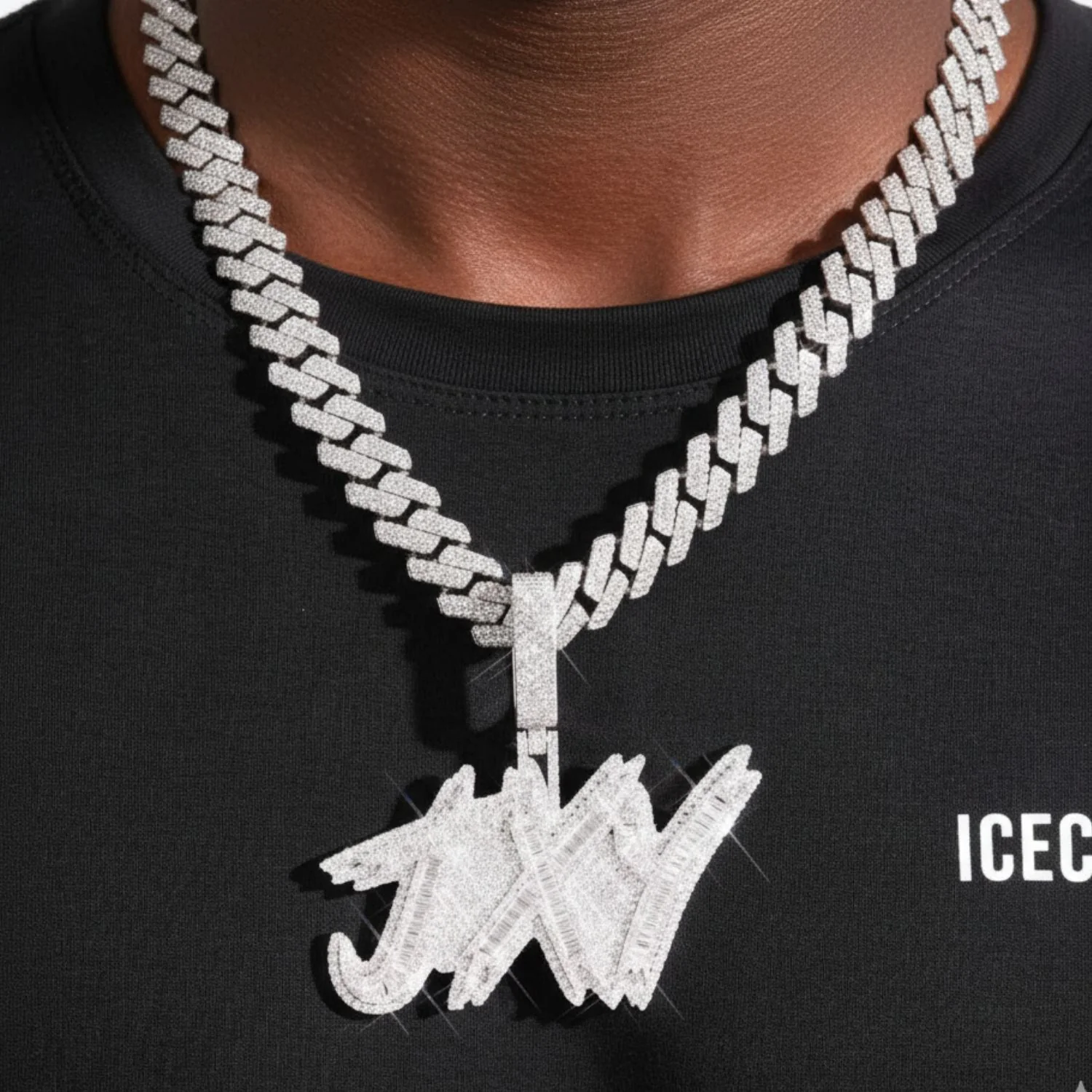 "JXY" Custom Moissanite Name Pendant 14K Gold - Image 2
