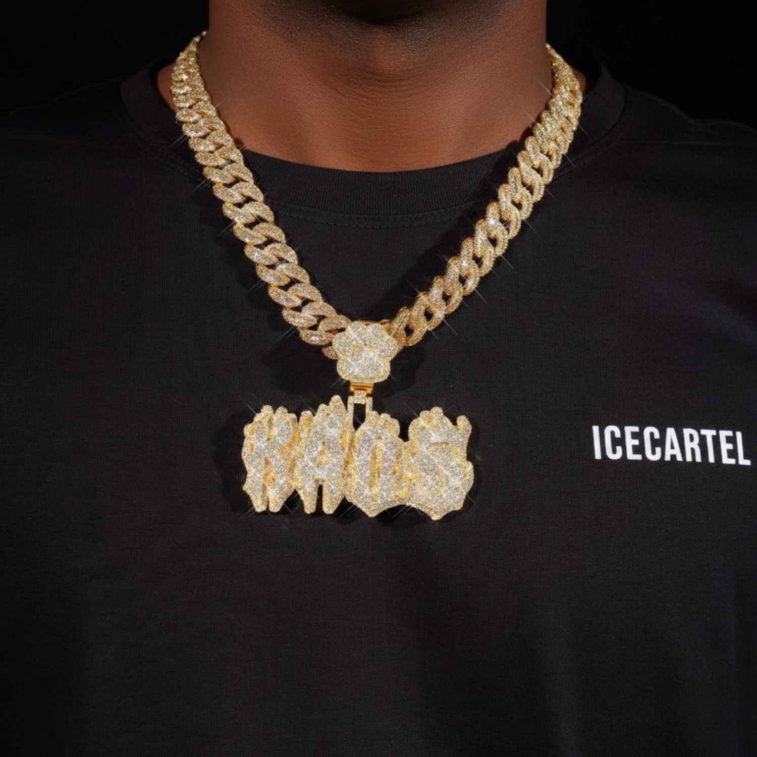 "KAOS" Custom Moissanite Pendant 14K Gold - Image 2