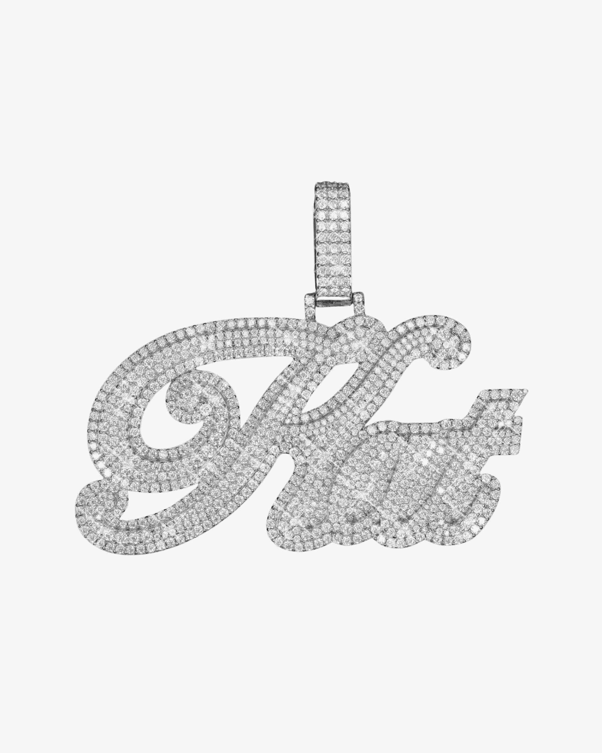 "KAT" Custom Moissanite Name Pendant 14K Gold