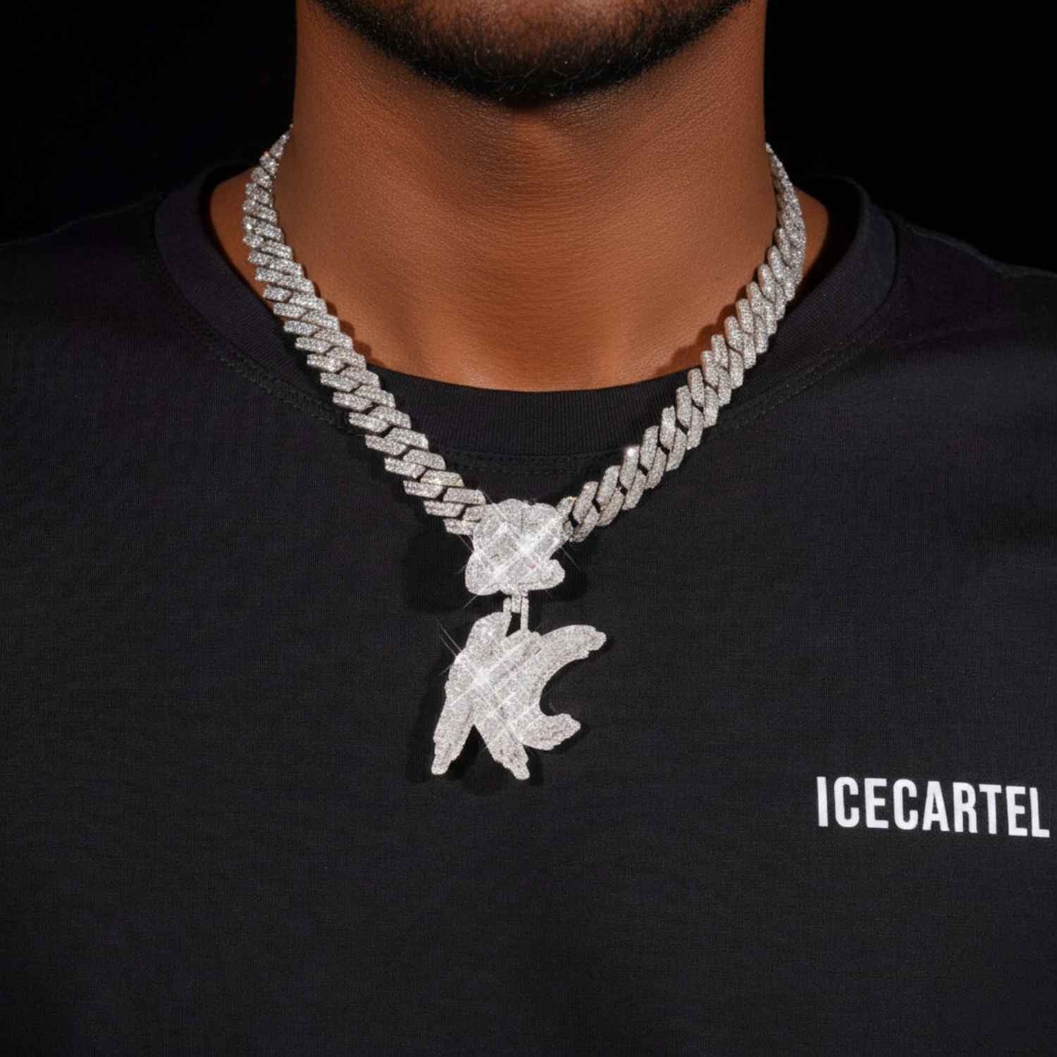 "KC" Custom Moissanite Pendant 14K Gold - Image 2