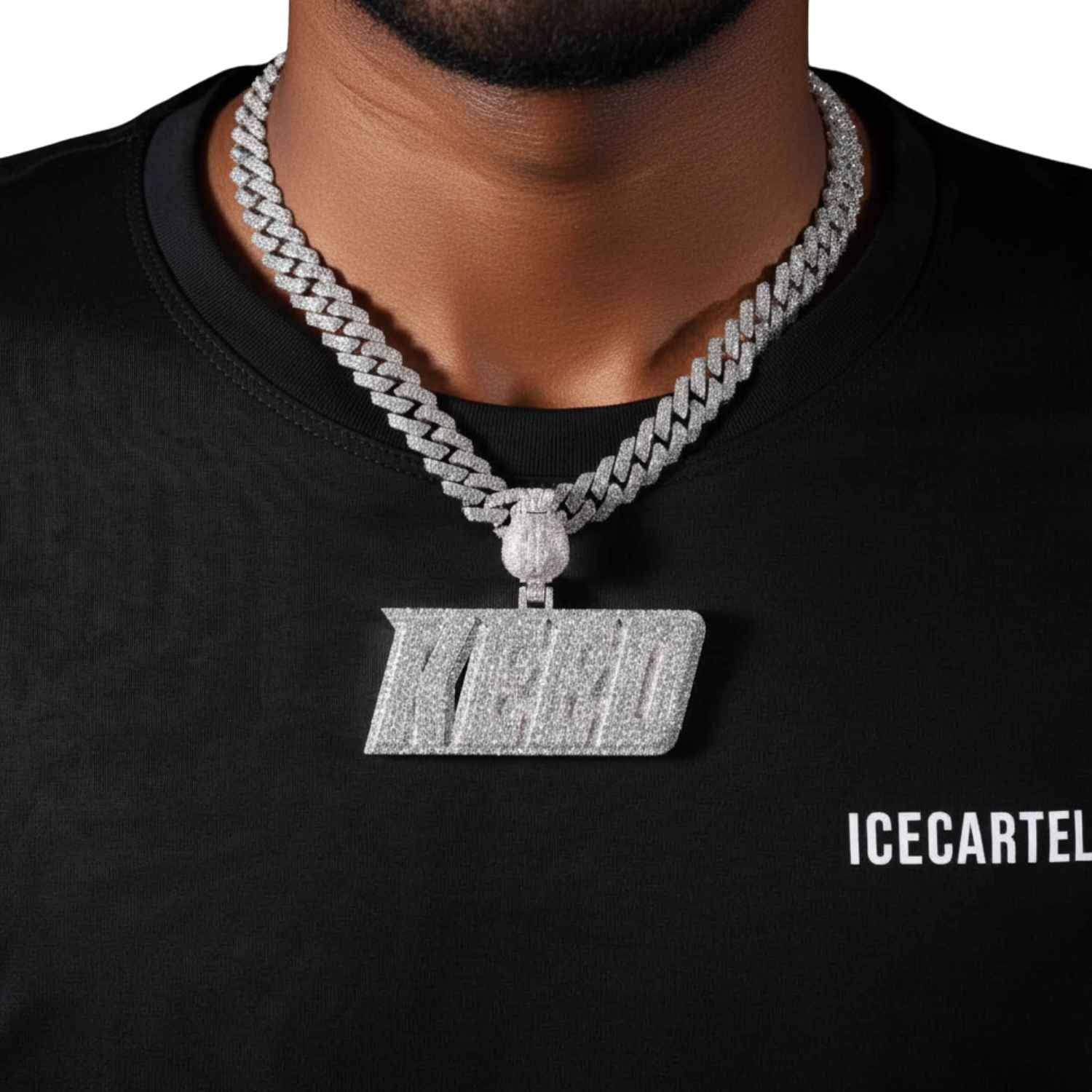 "KEED" Custom Moissanite Pendant 14K Gold - Image 2