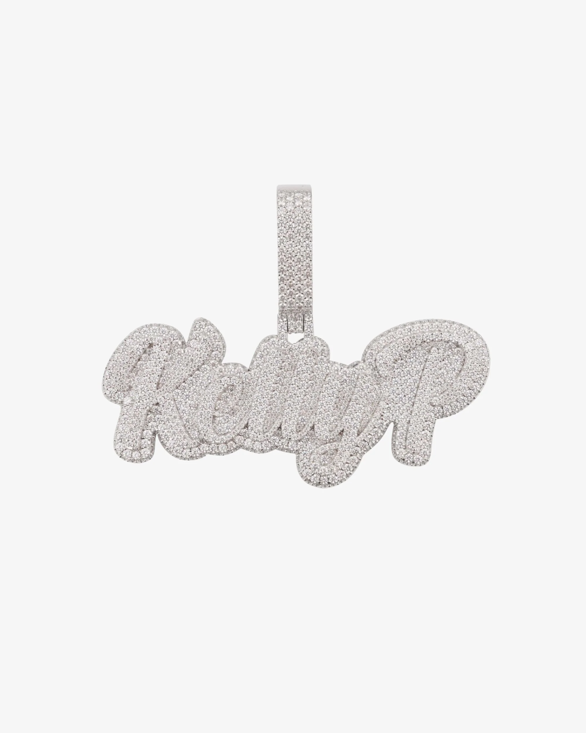 "Kelly P" Custom Moissanite Name Pendant 14K Gold