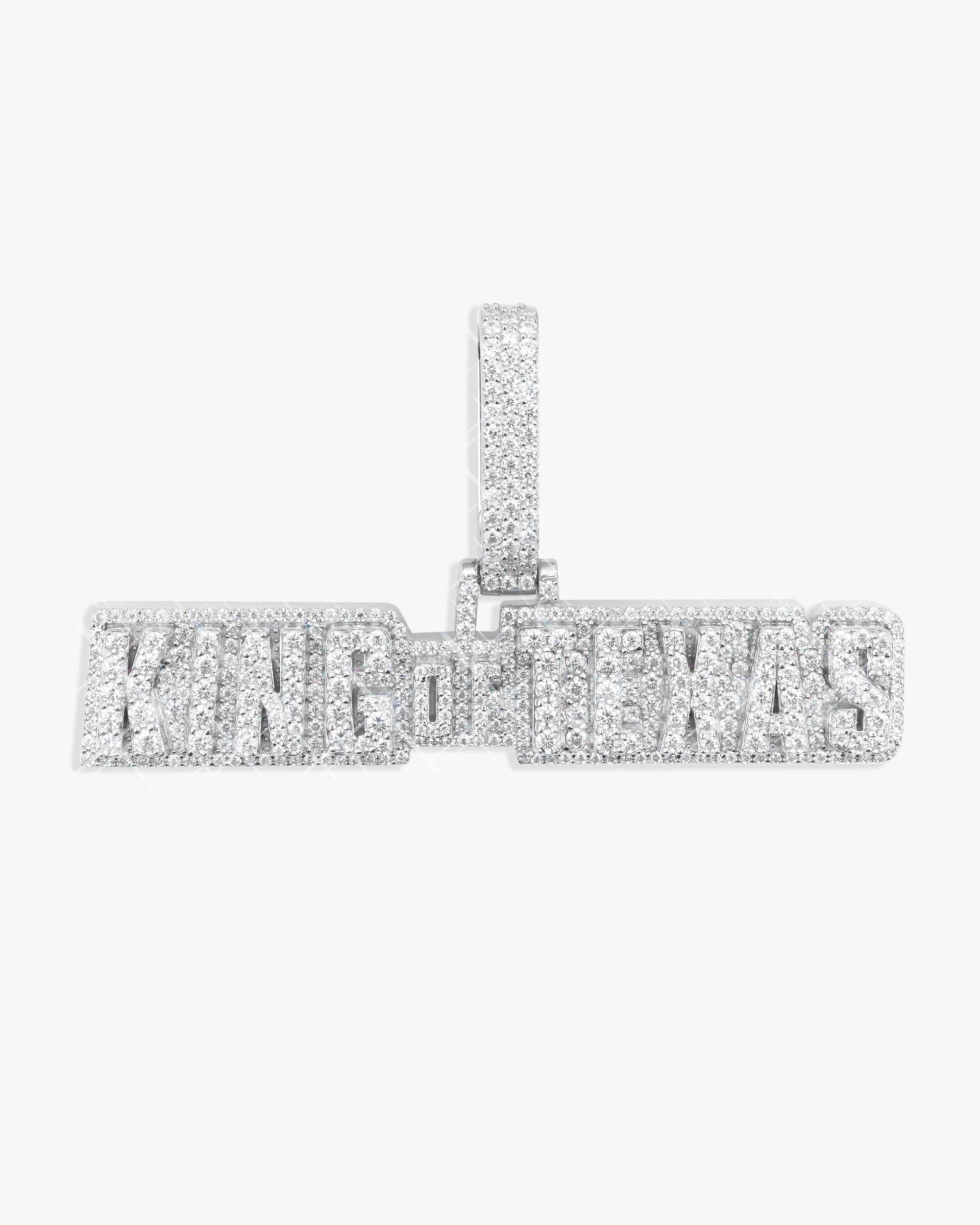 "KingOfTexas" Custom Moissanite Name Pendant 14K Gold