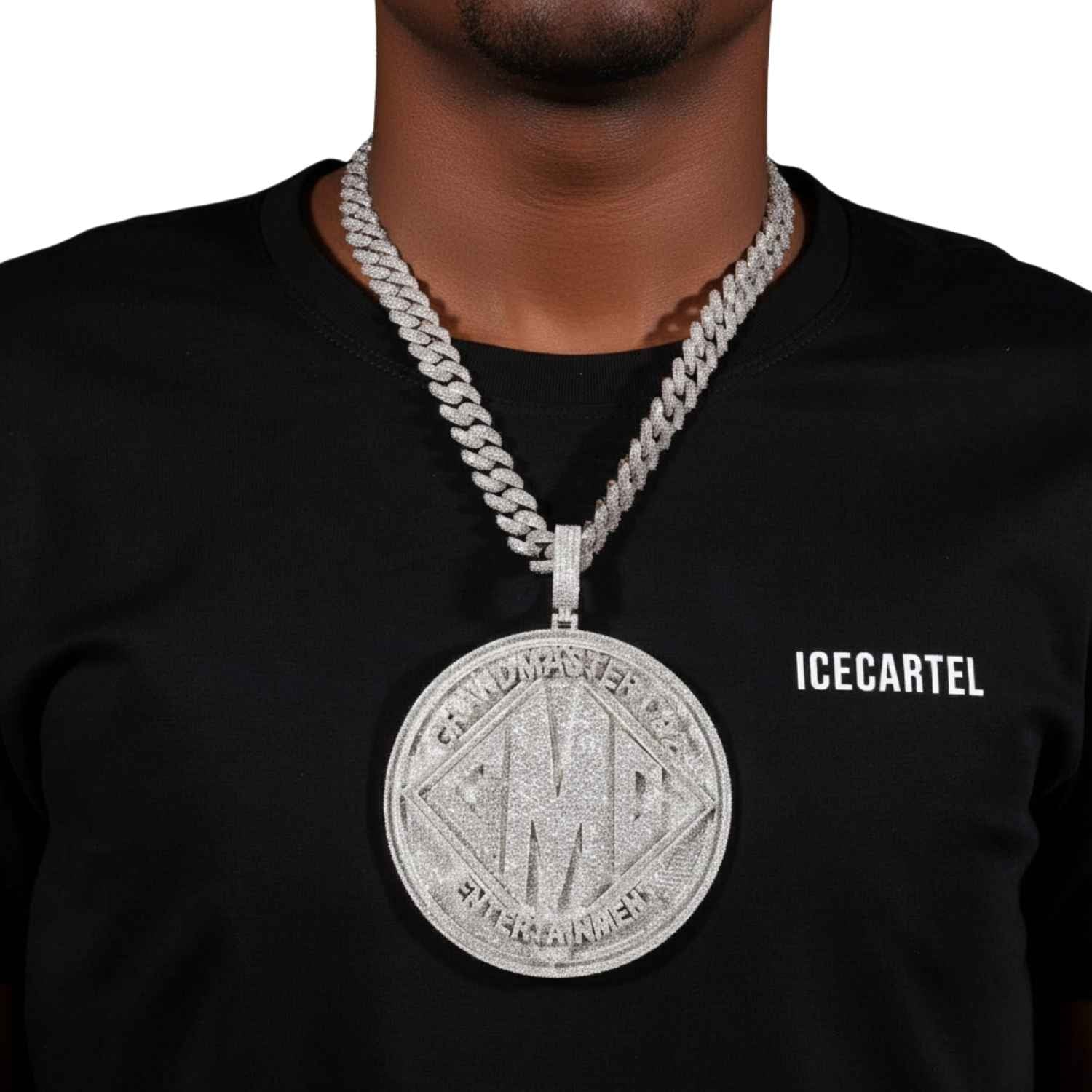 "M" Custom Moissanite Pendant 14K Gold - Image 2