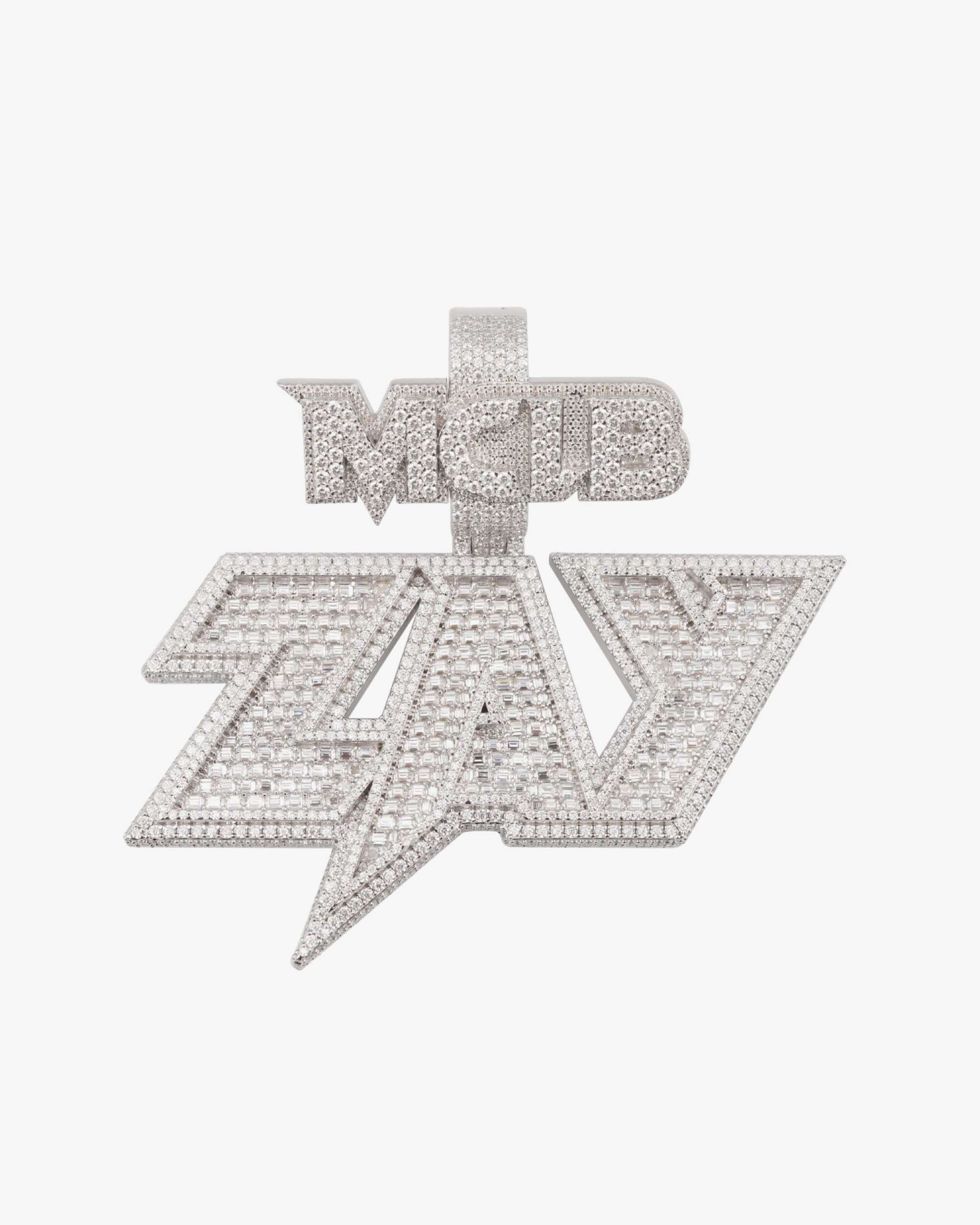 "MCLB ZAY" Custom Moissanite Name Pendant 14K Gold