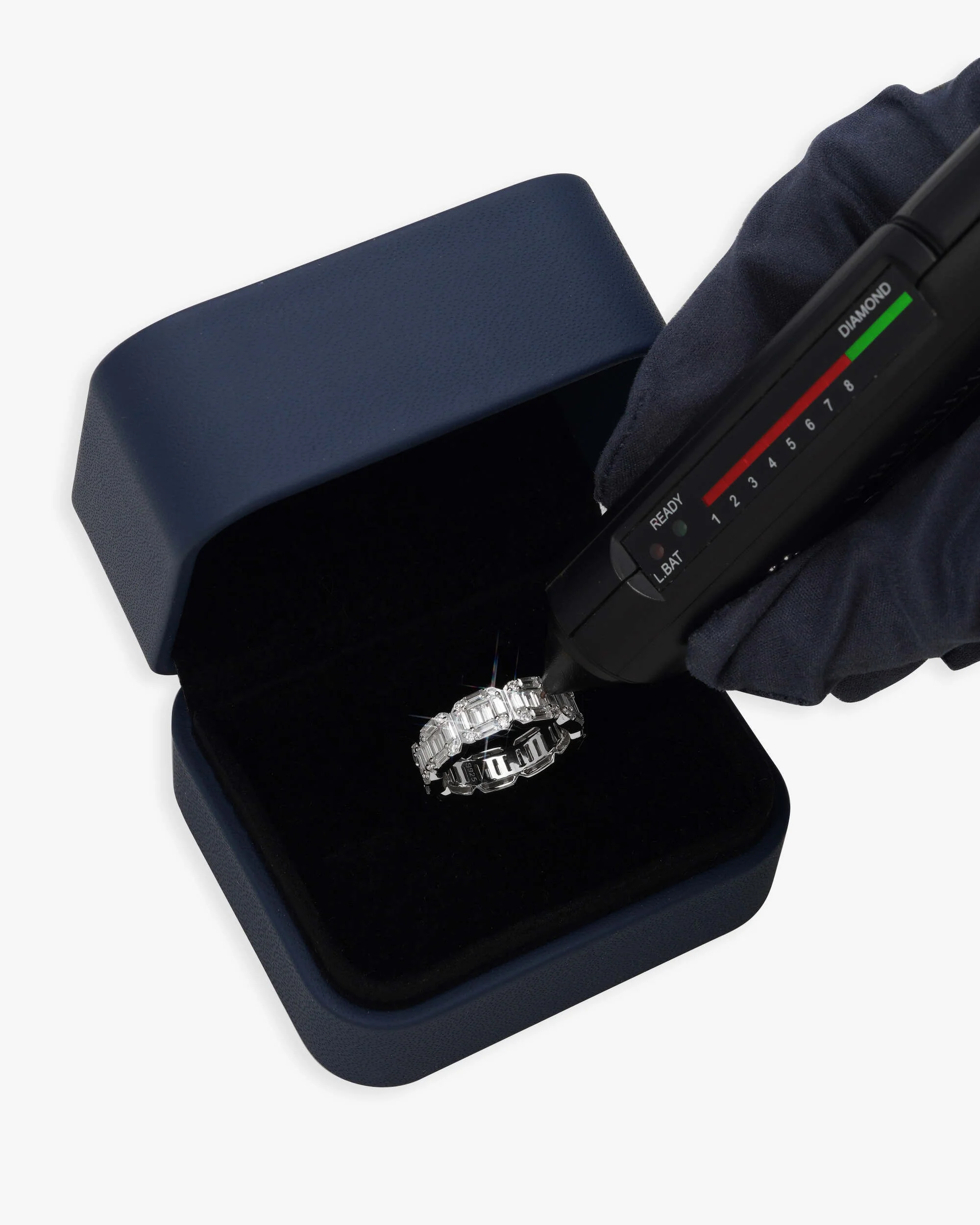 Moissanite 3-Row Baguette Band Ring 14K Gold - Image 7