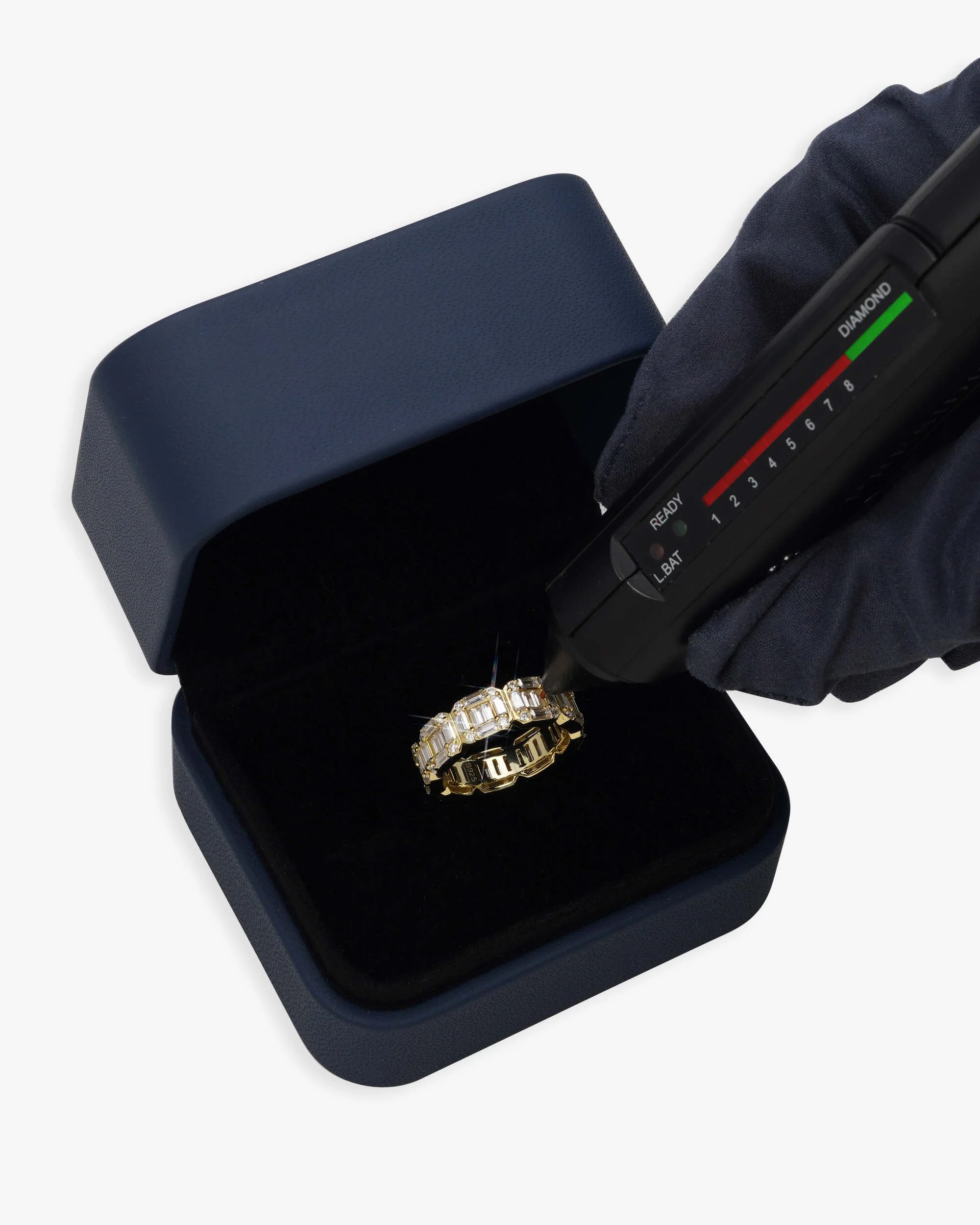 Moissanite 3-Row Baguette Band Ring 14K Gold - Image 8