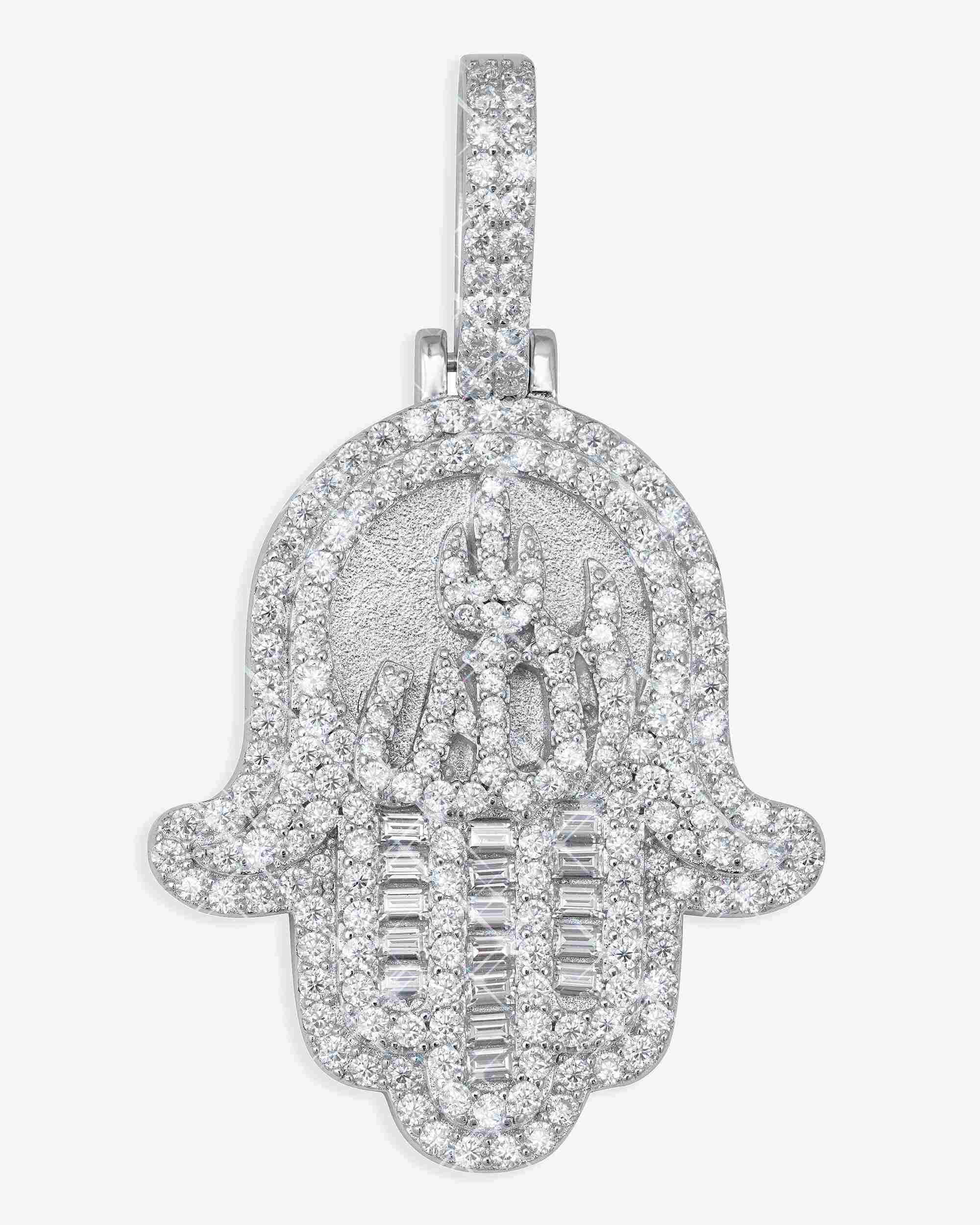 Moissanite Allah Hamsa Hand Pendant 14K Gold