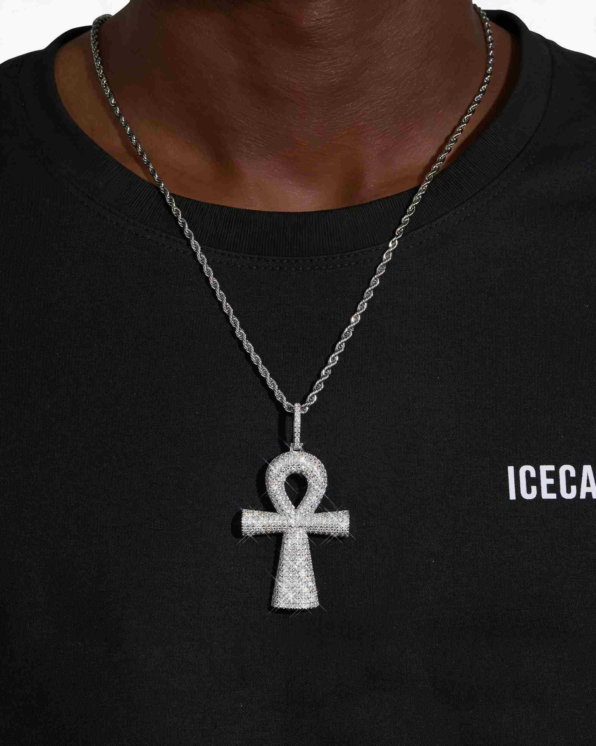 Moissanite Ankh Pendant 14K Gold - Image 2