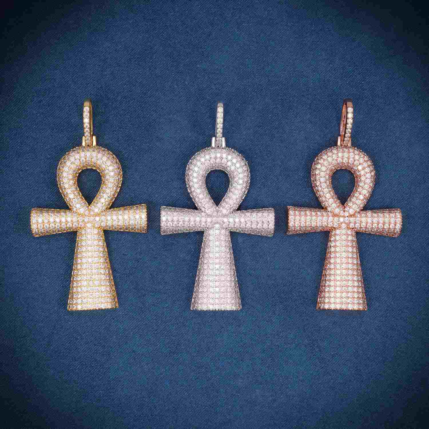 Moissanite Ankh Pendant 14K Gold - Image 6