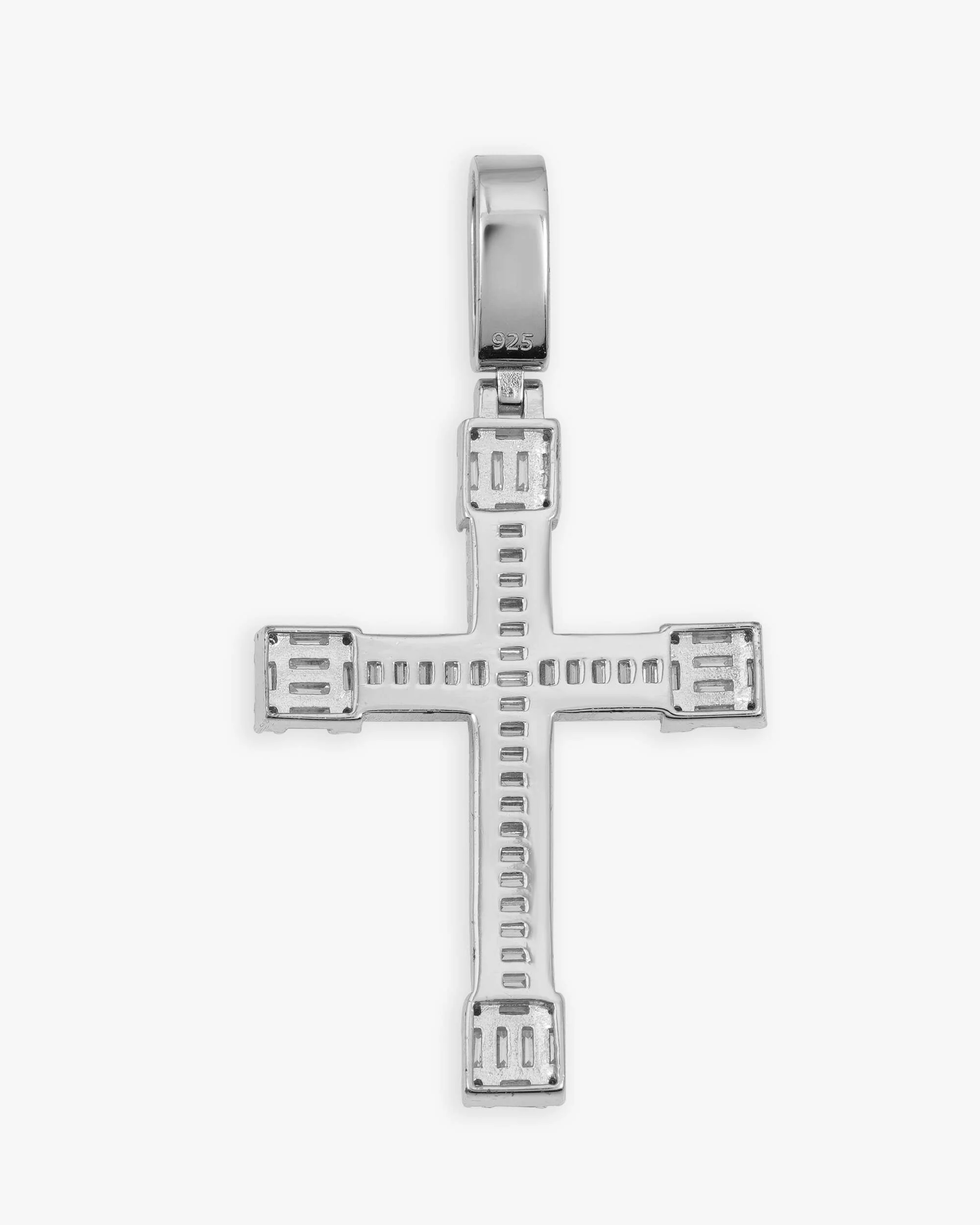 Moissanite Baguette Cut Cross Pendant 14K Gold - Image 3