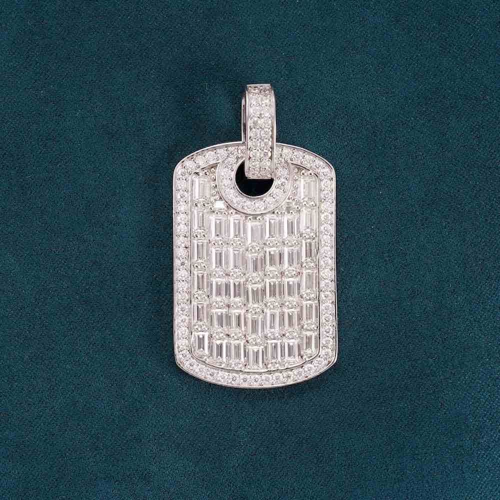 Moissanite Baguette Dog Tag Pendant 14K Gold - Image 5