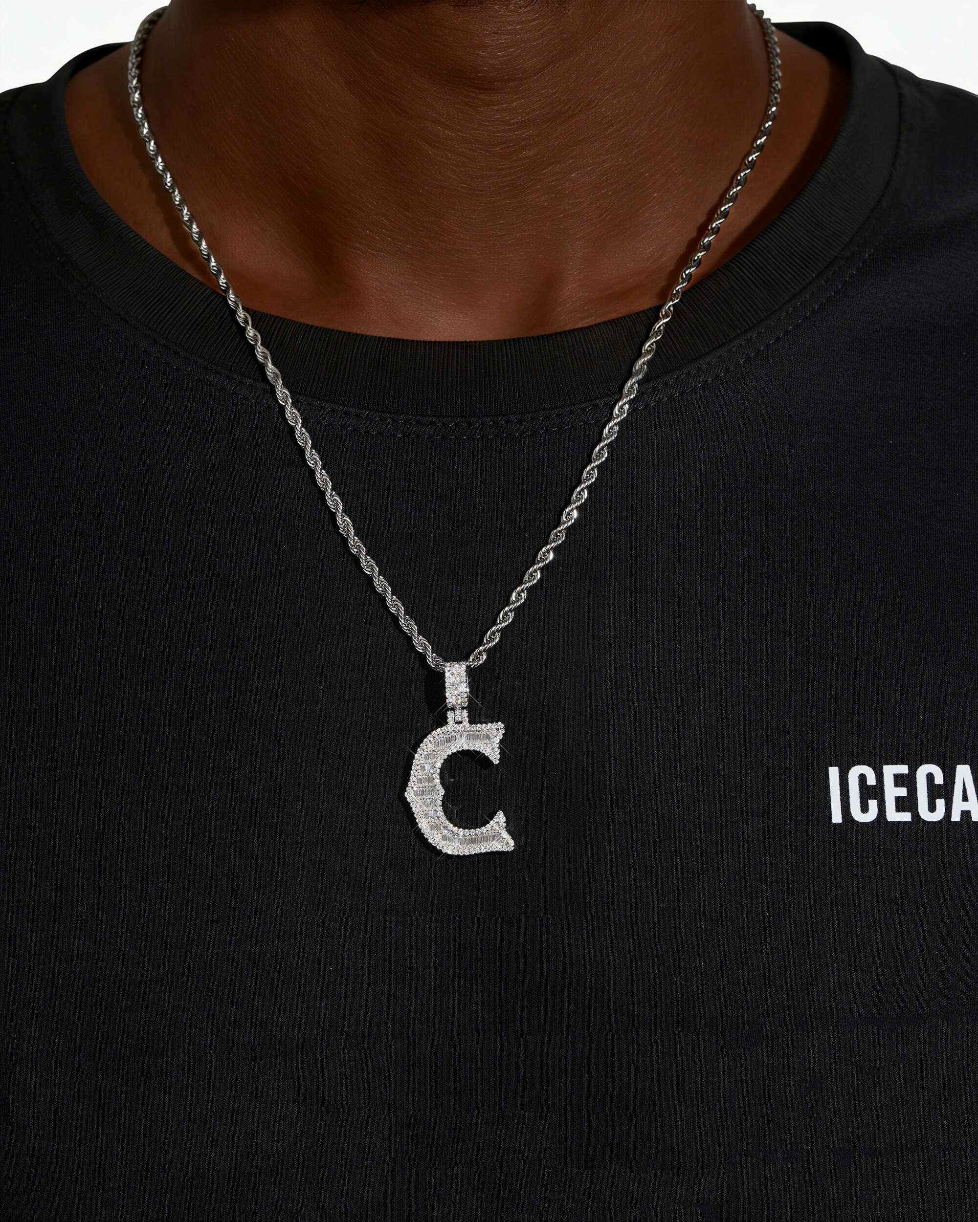 Moissanite Baguette Letter "C" Pendant - Image 2