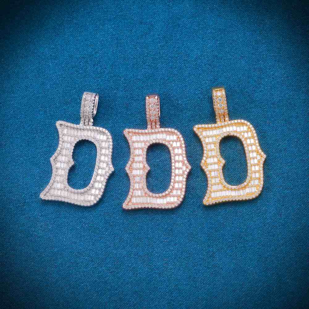 Moissanite Baguette Letter "D" Pendant - Image 5