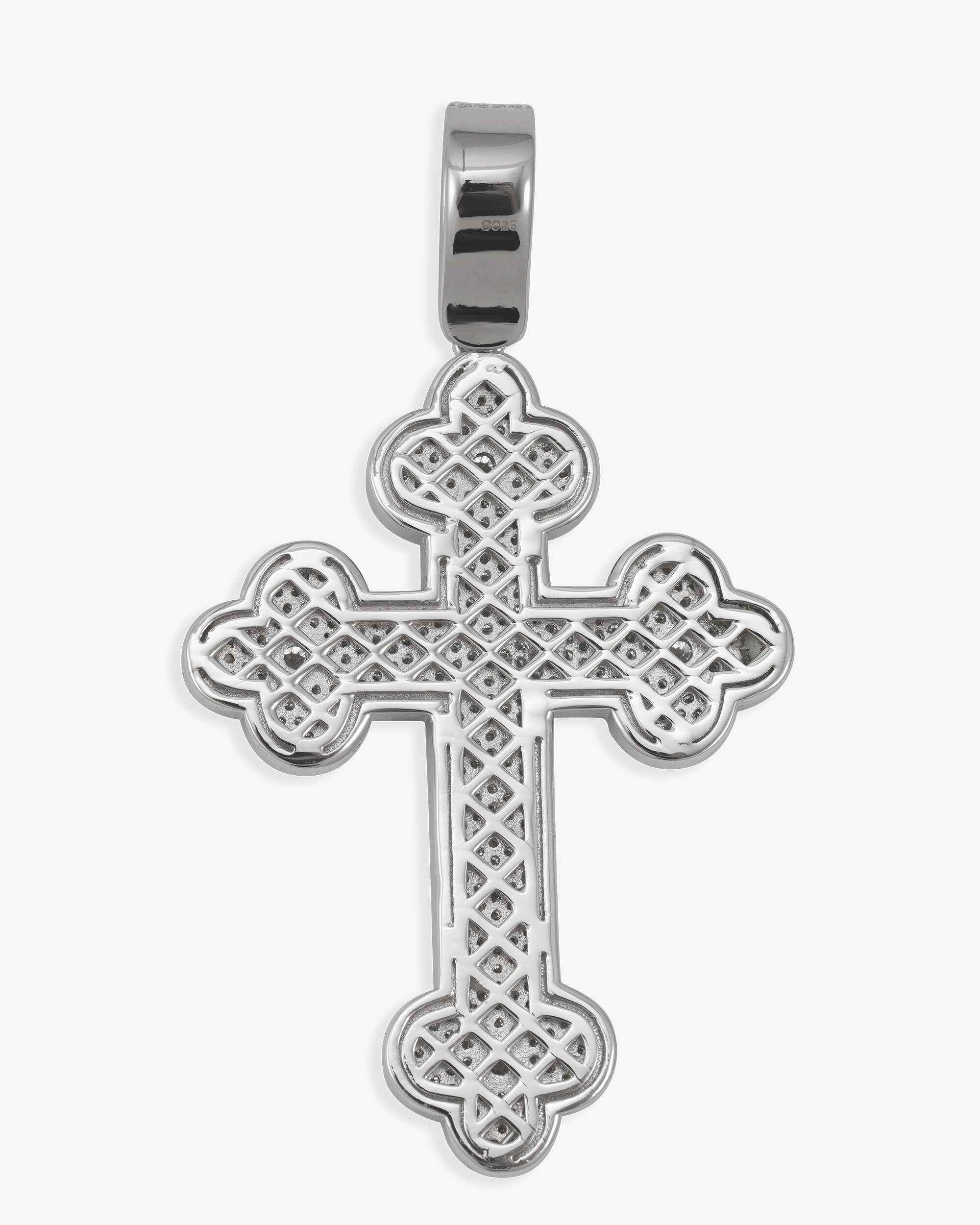 Moissanite Clover Cross Pendant 14K Gold - Image 3