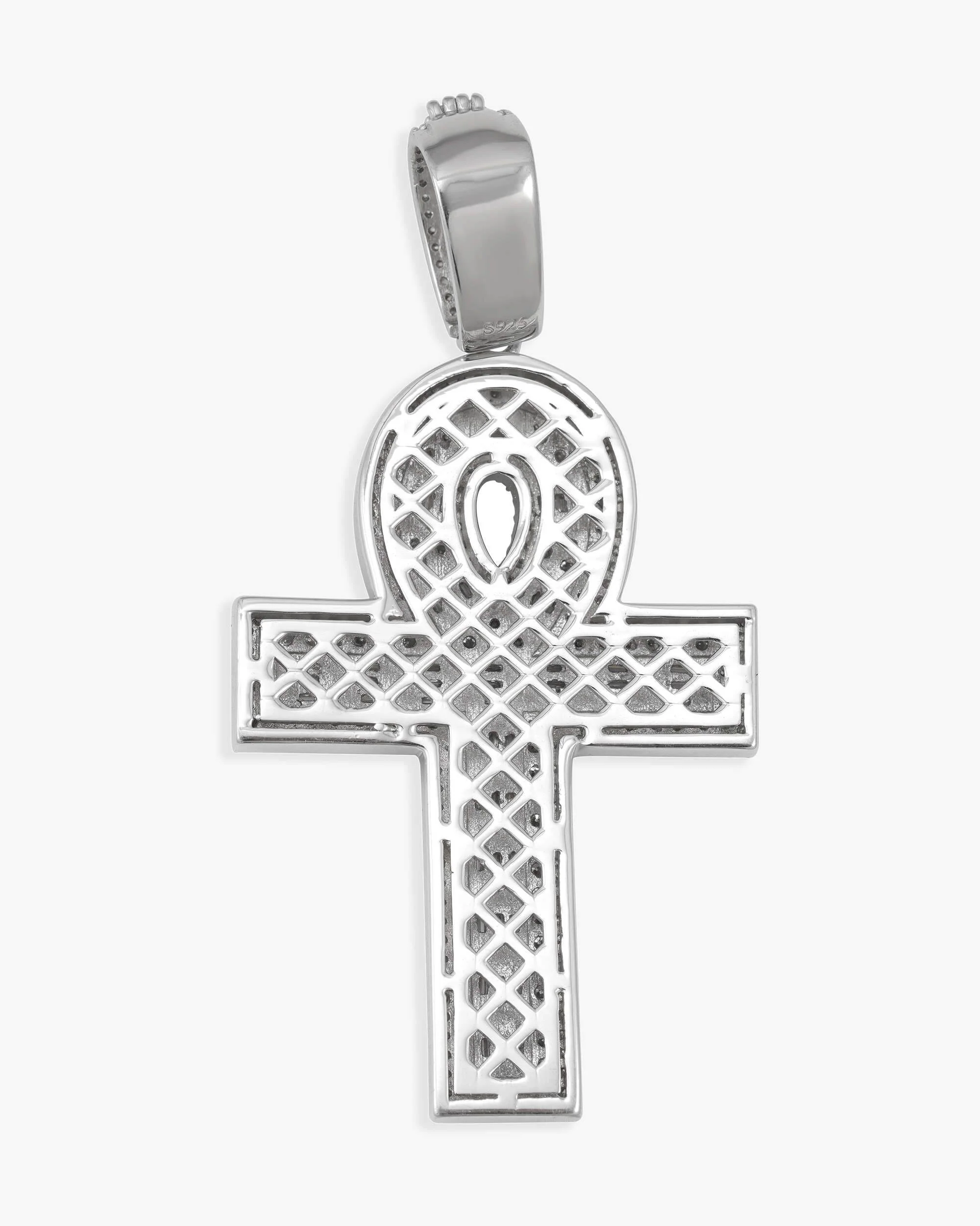 Moissanite Cross Hoop Pendant 14K - Image 3