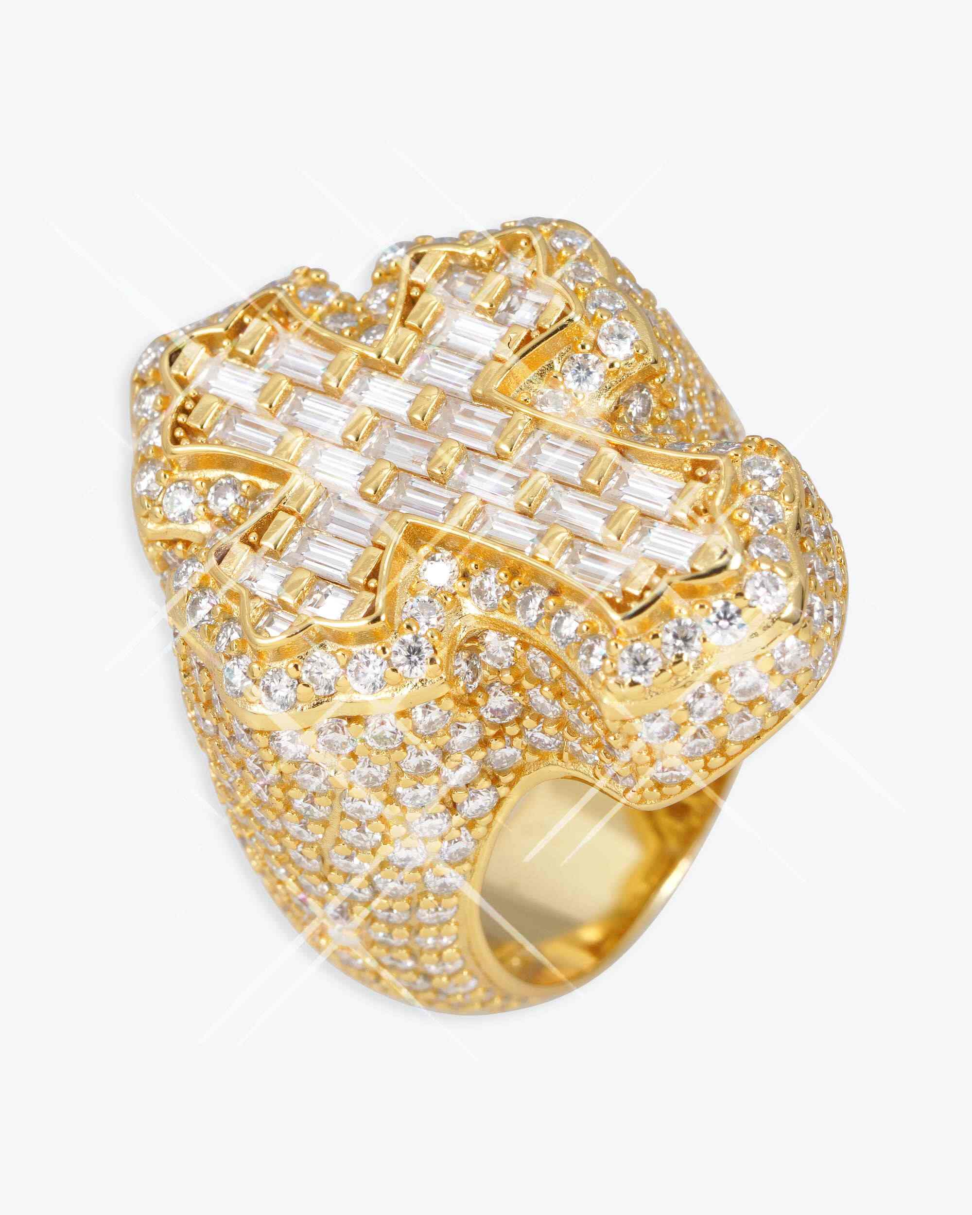 Moissanite Fleur Cross Ring 14K Gold - Image 12