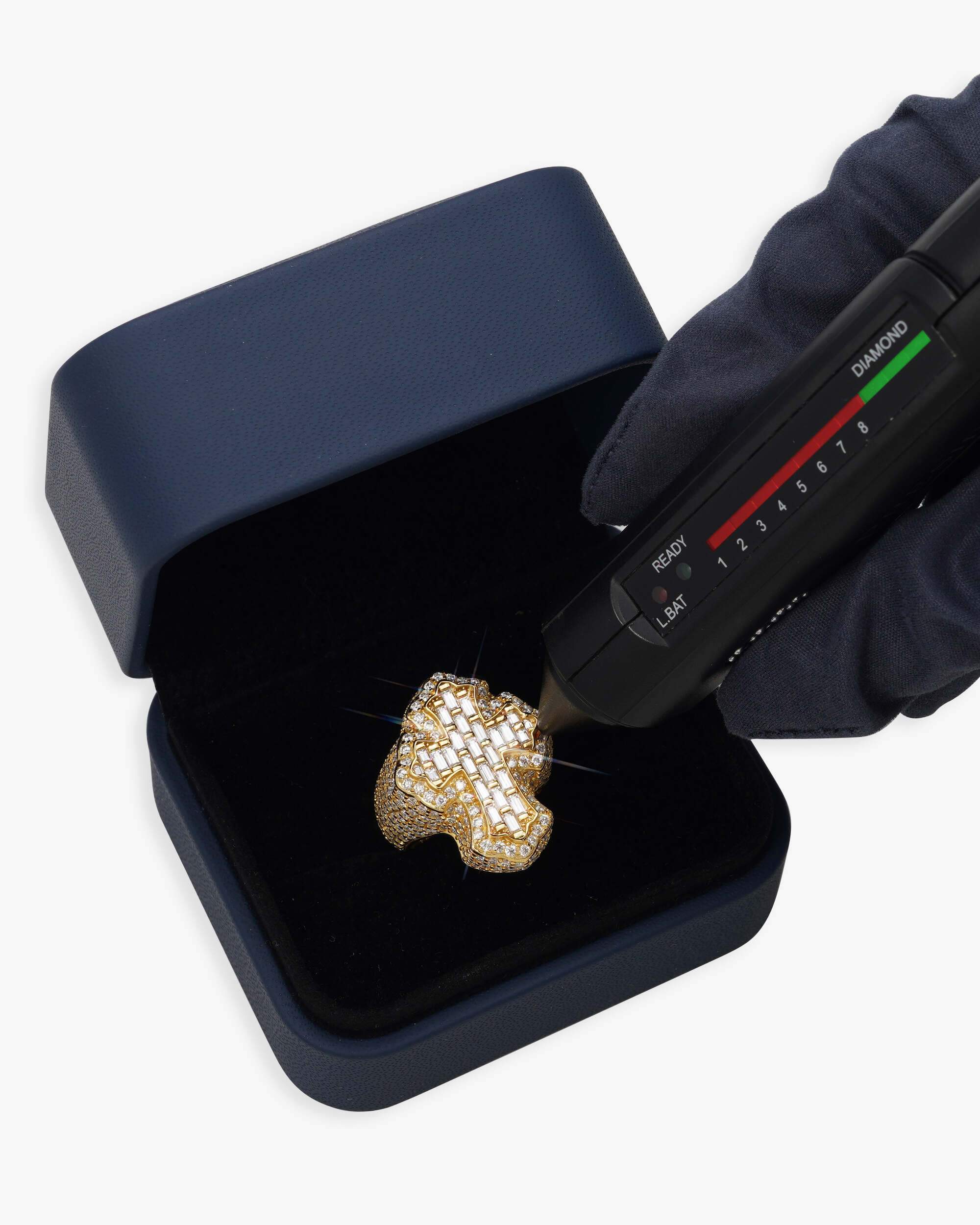 Moissanite Fleur Cross Ring 14K Gold - Image 13