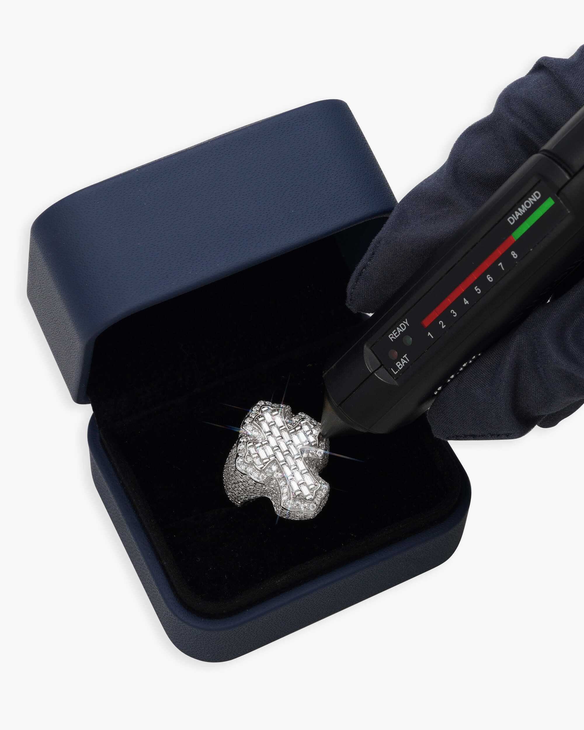 Moissanite Fleur Cross Ring 14K Gold - Image 9