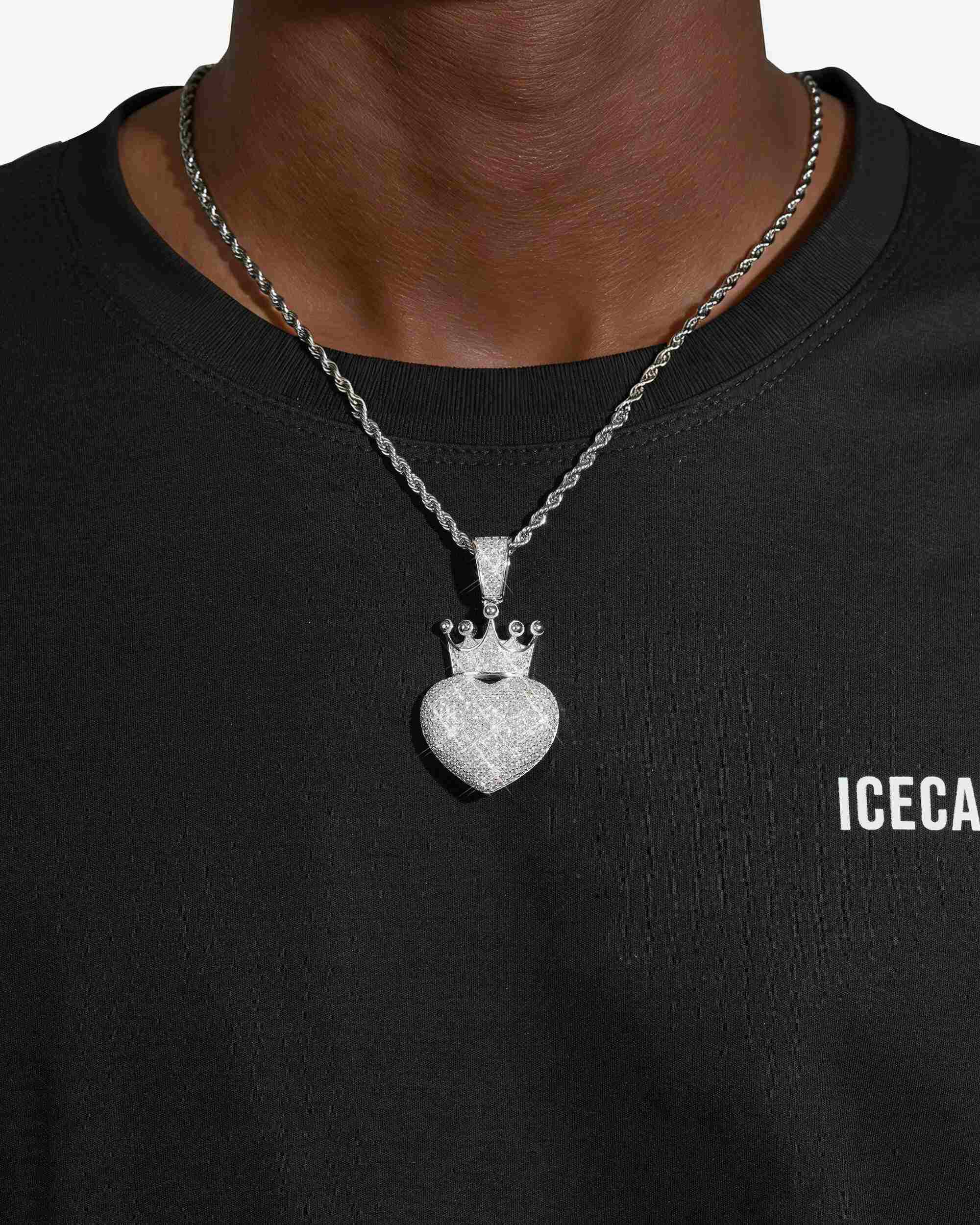 Moissanite Crowned Heart Pendant 14K Gold - Image 2