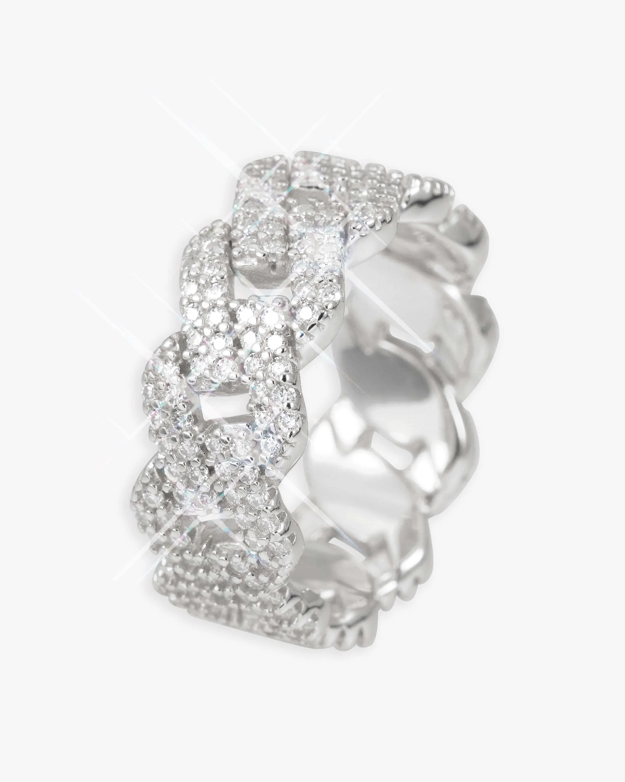 Moissanite 2-Row Miami Cuban Link Ring 14K Gold - Image 5