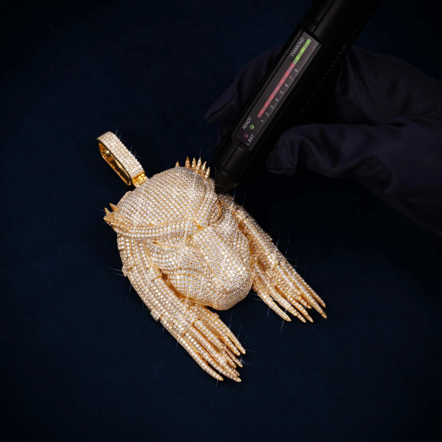 Moissanite Custom Predator Pendant 14K Gold - Image 4