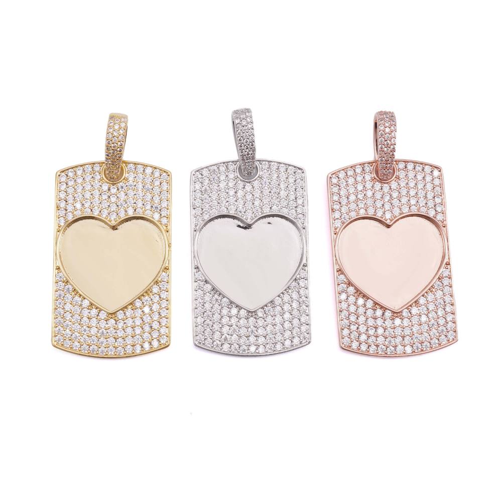 Moissanite Dog Tag Heart Photo Pendant 14K Gold - Image 5