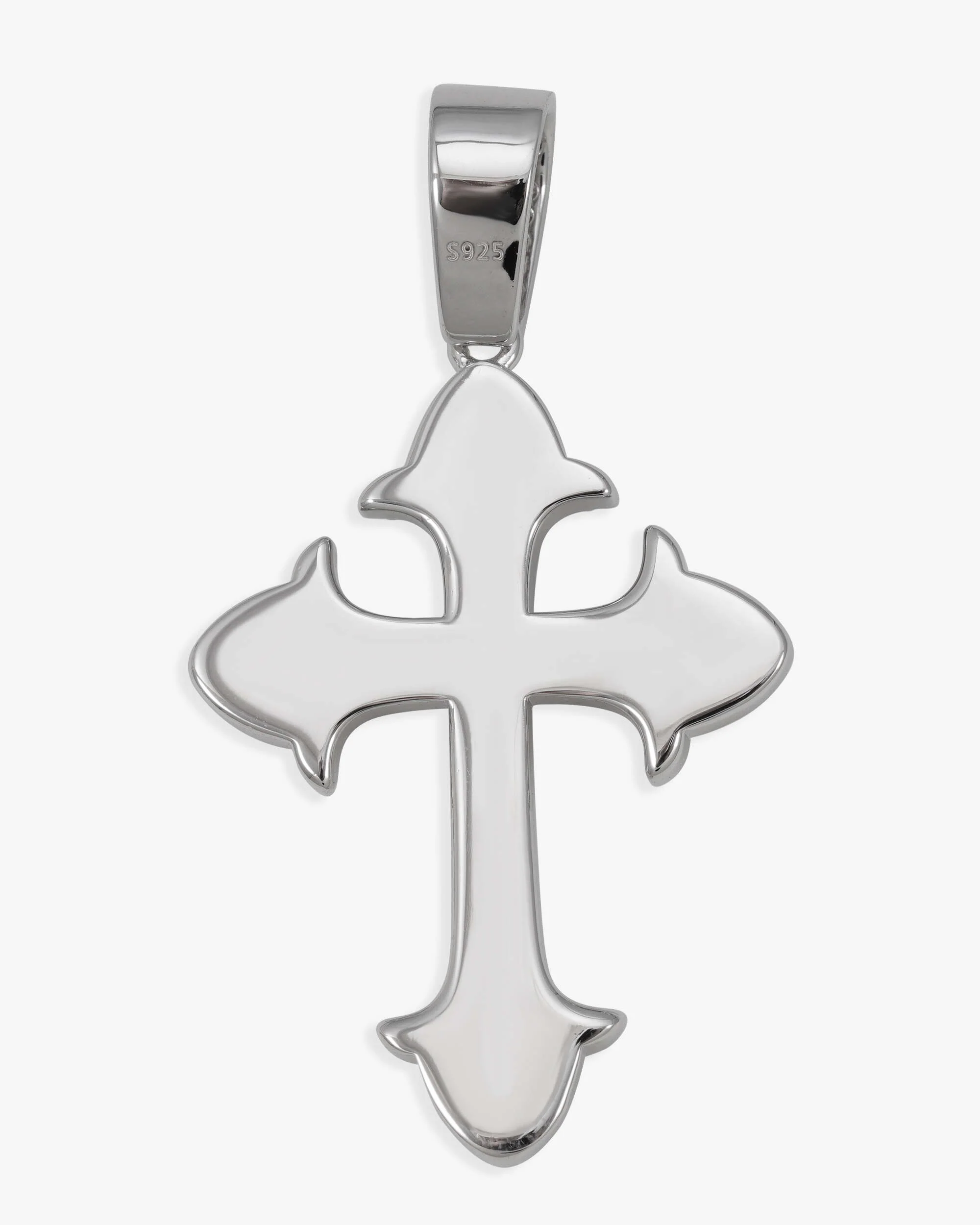 Moissanite Fleur Cross Pendant 14K Gold - Image 3