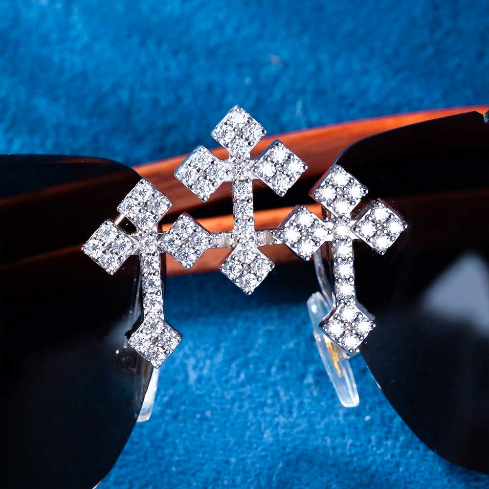 Moissanite Fleuree Cross Sunglasses 14K Gold - Image 21